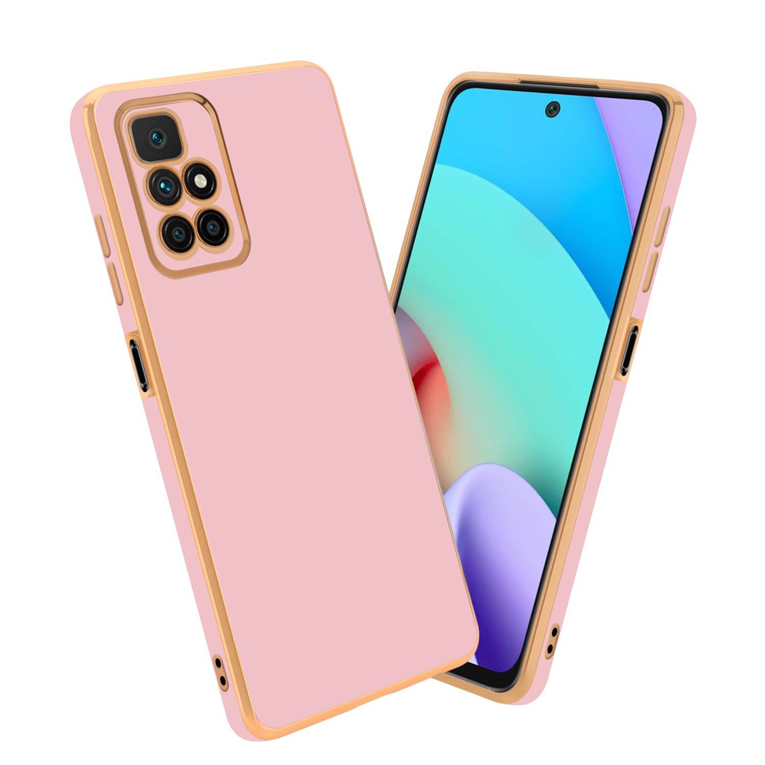 Cadorabo Schutzhülle für Xiaomi RedMi 10 Hülle in Rosa Handyhülle TPU Silikon Kameraschutz Etui Case