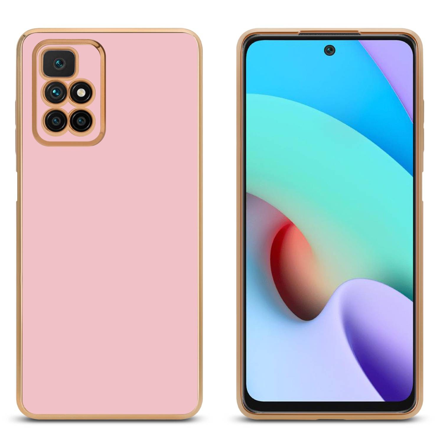 Cadorabo Schutzhülle für Xiaomi RedMi 10 Hülle in Rosa Handyhülle TPU Silikon Kameraschutz Etui Case