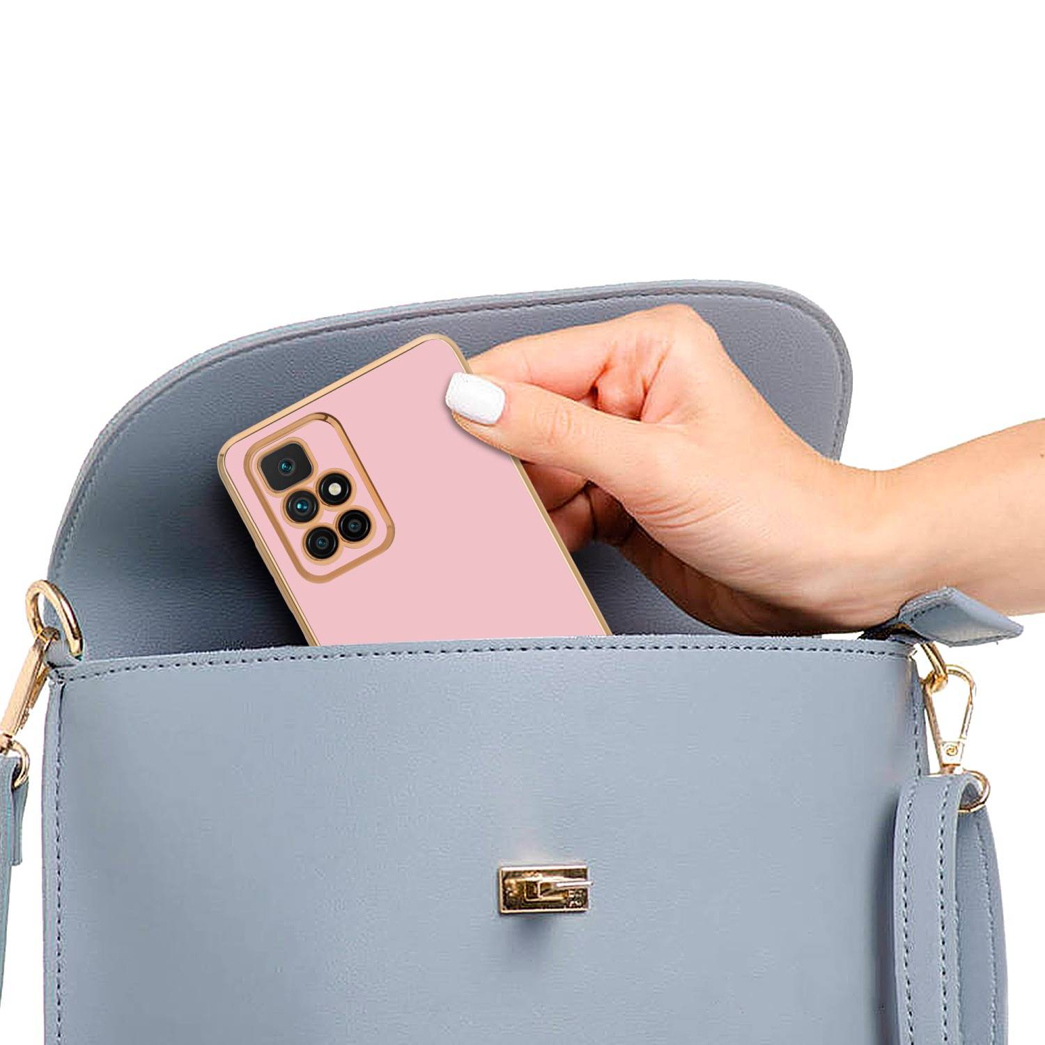 Cadorabo Schutzhülle für Xiaomi RedMi 10 Hülle in Rosa Handyhülle TPU Silikon Kameraschutz Etui Case