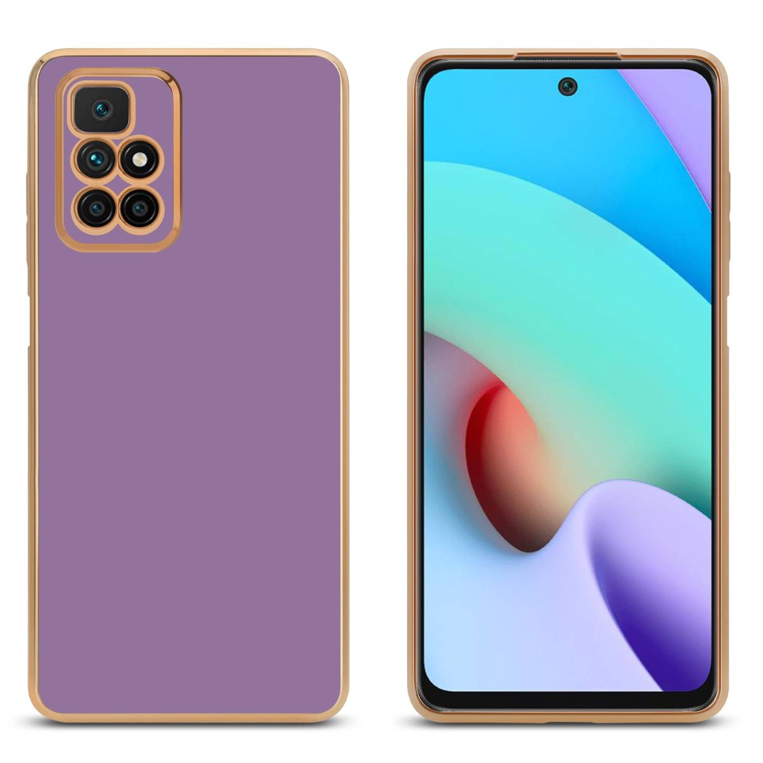 Cadorabo Schutzhülle für Xiaomi RedMi 10 Hülle in Lila Handyhülle TPU Silikon Kameraschutz Etui Case