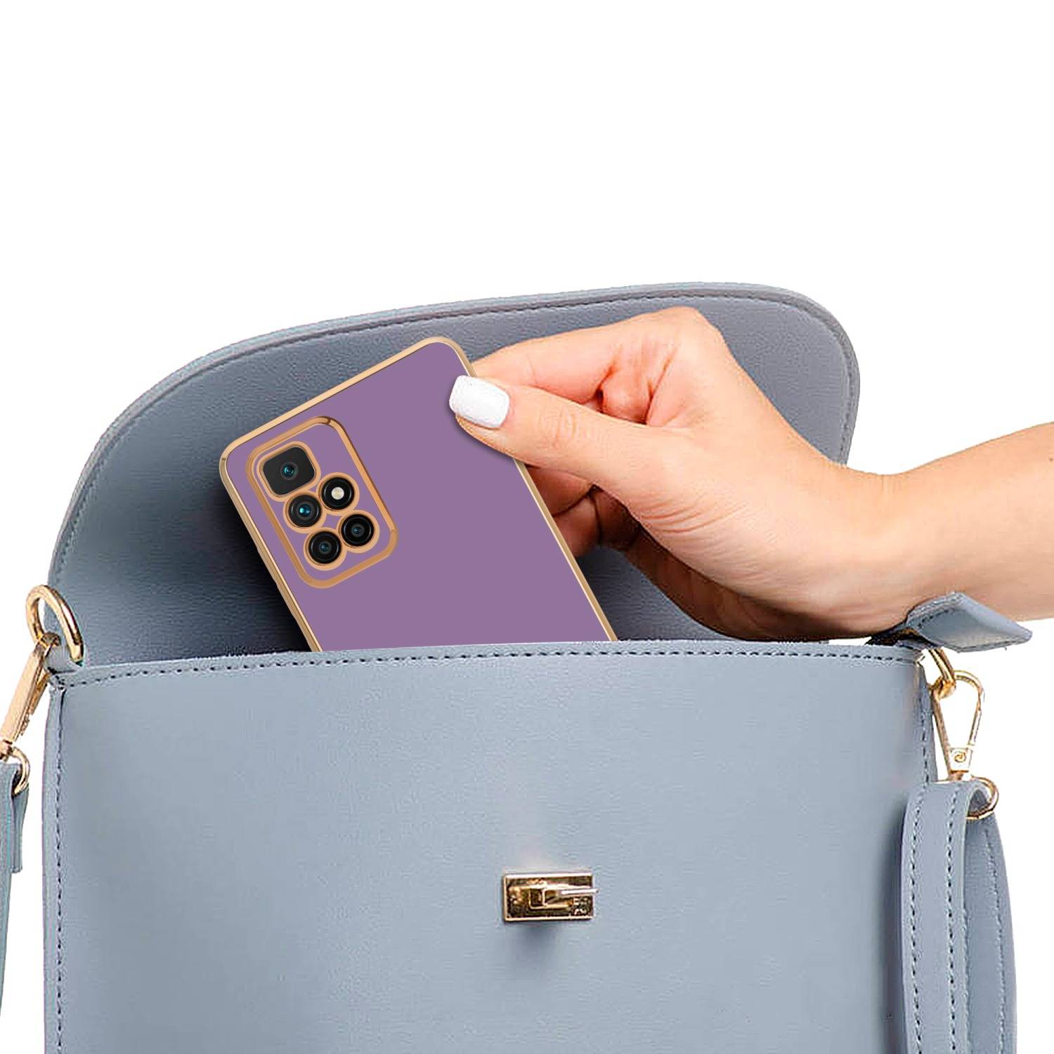 Cadorabo Schutzhülle für Xiaomi RedMi 10 Hülle in Lila Handyhülle TPU Silikon Kameraschutz Etui Case