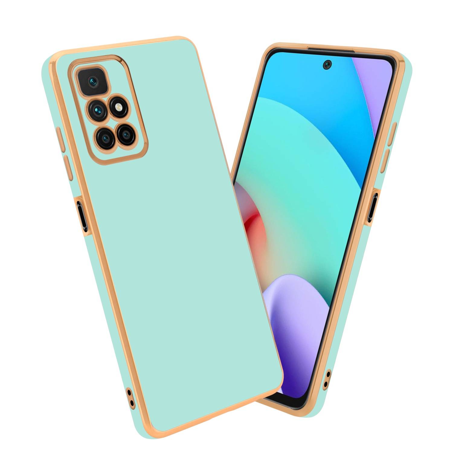 Cadorabo Schutzhülle für Xiaomi RedMi 10 Hülle in Grün Handyhülle TPU Silikon Kameraschutz Etui Case