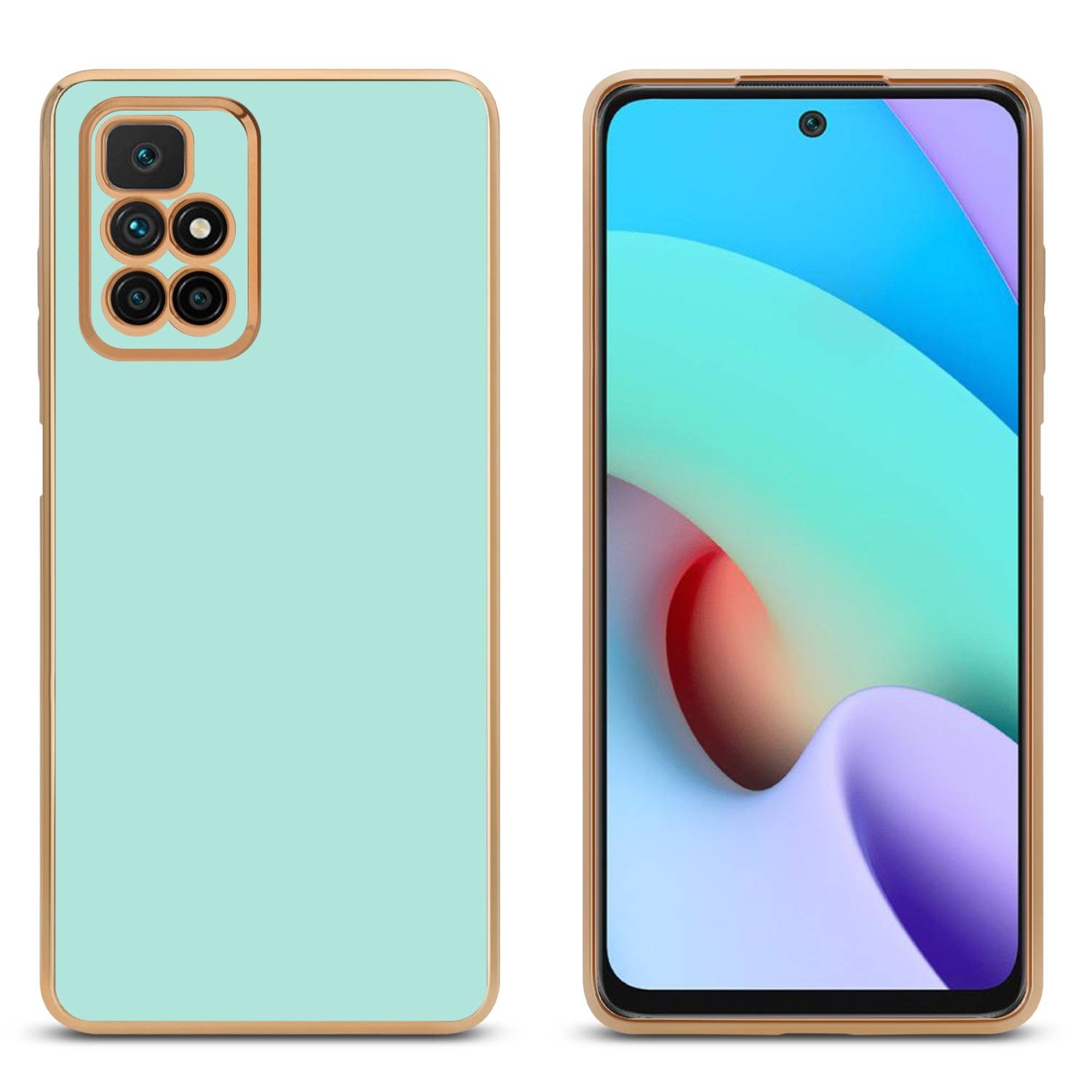 Cadorabo Schutzhülle für Xiaomi RedMi 10 Hülle in Grün Handyhülle TPU Silikon Kameraschutz Etui Case