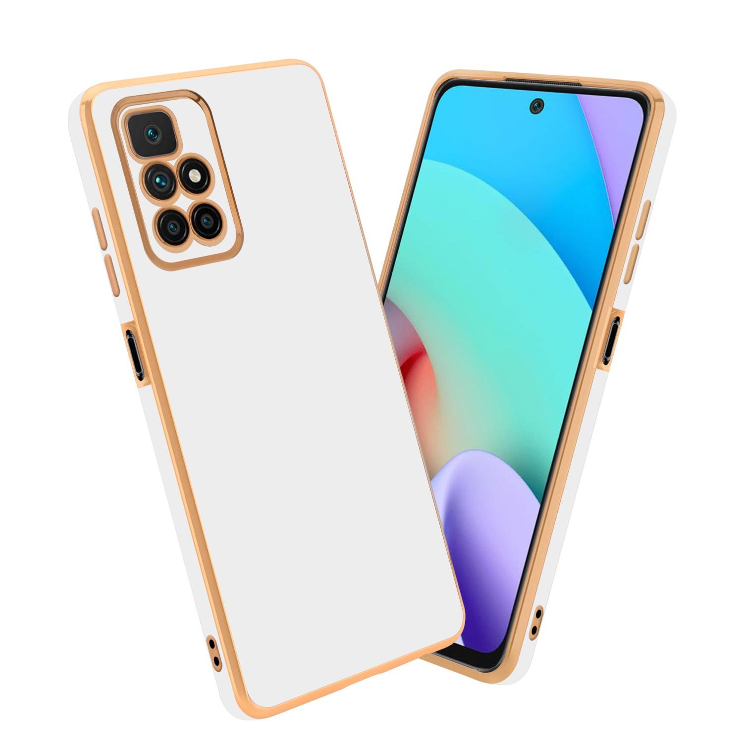 Cadorabo Schutzhülle für Xiaomi RedMi 10 Hülle in Weiß Handyhülle TPU Silikon Kameraschutz Etui Case