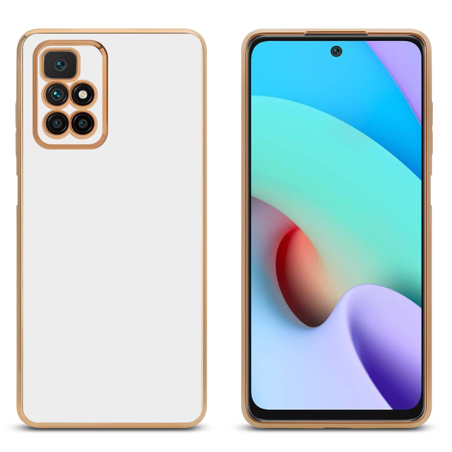 Cadorabo Schutzhülle für Xiaomi RedMi 10 Hülle in Weiß Handyhülle TPU Silikon Kameraschutz Etui Case