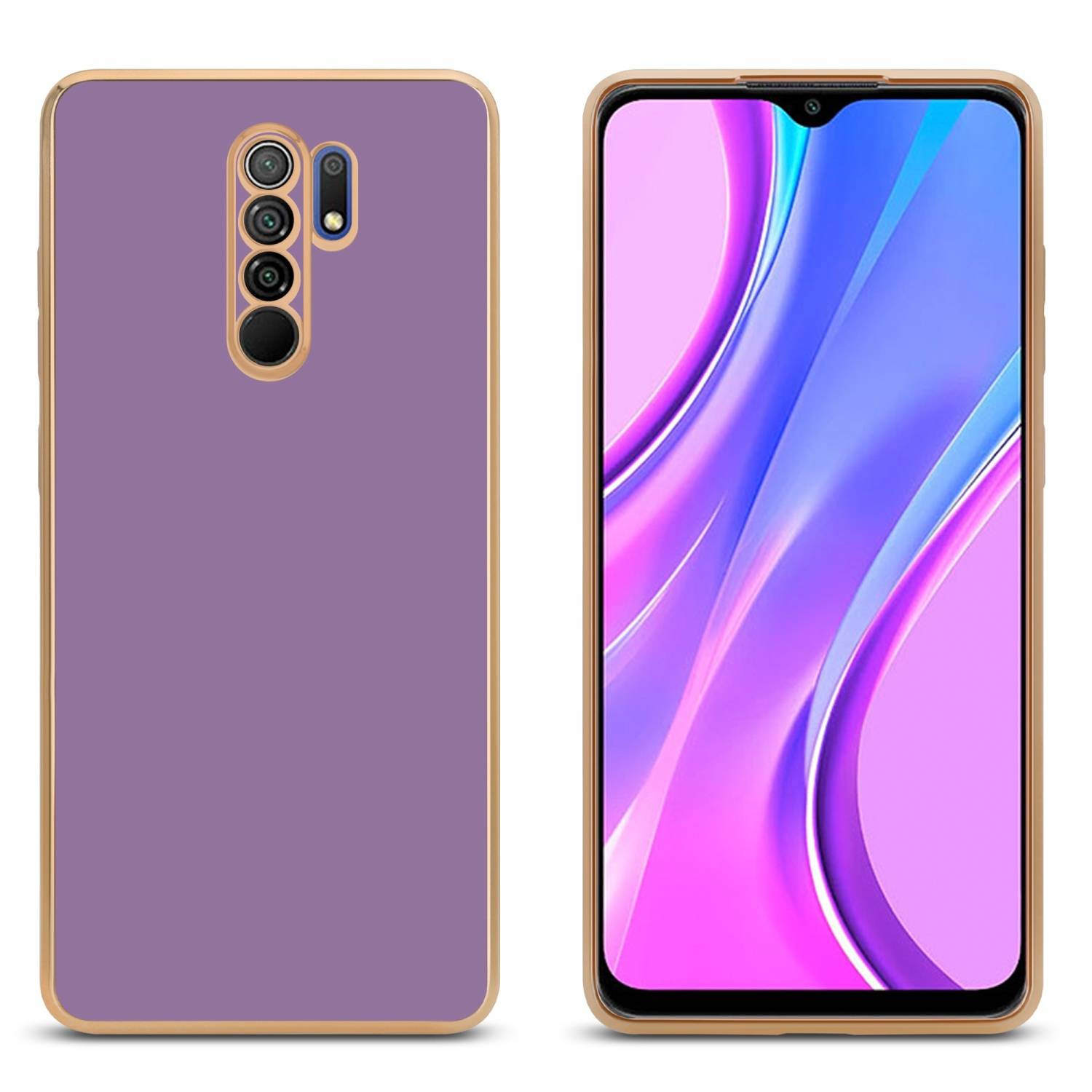 Cadorabo Schutzhülle für Xiaomi RedMi 9 Hülle in Lila Handyhülle TPU Silikon Kameraschutz Etui Case