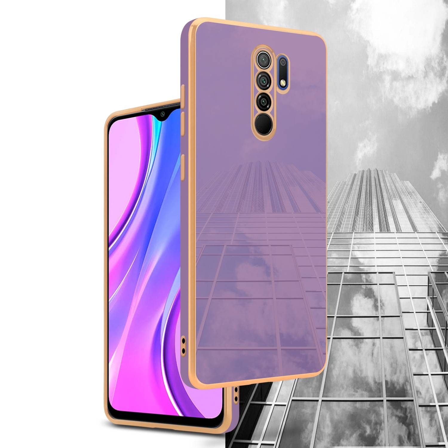 Cadorabo Schutzhülle für Xiaomi RedMi 9 Hülle in Lila Handyhülle TPU Silikon Kameraschutz Etui Case