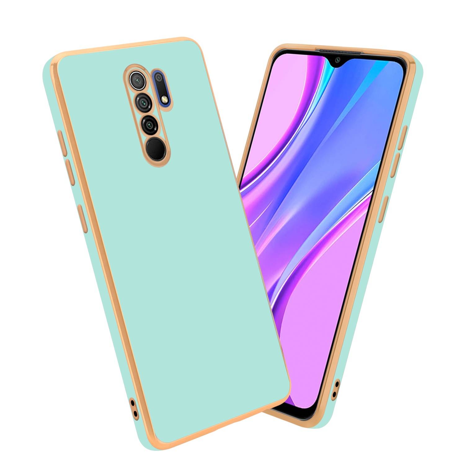 Cadorabo Schutzhülle für Xiaomi RedMi 9 Hülle in Grün Handyhülle TPU Silikon Kameraschutz Etui Case