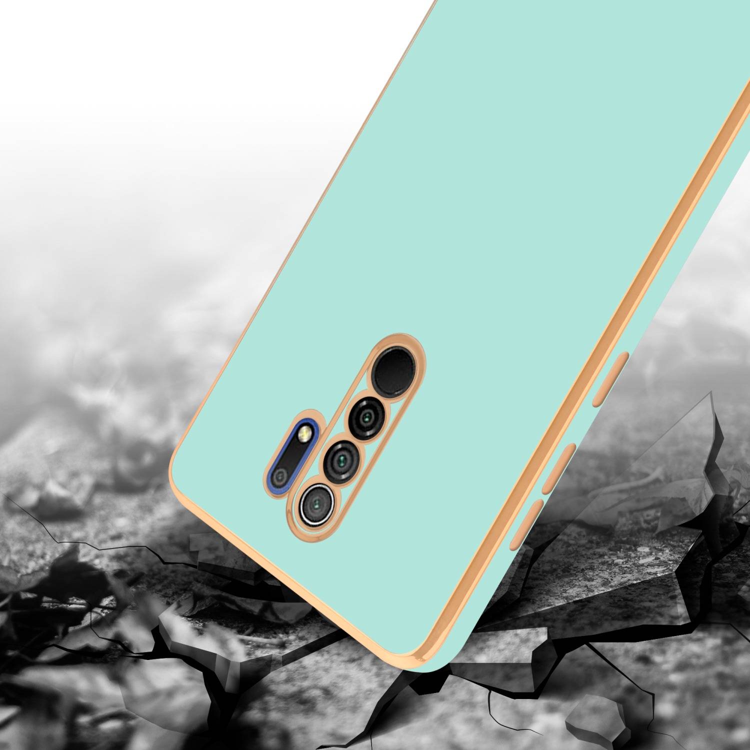 Cadorabo Schutzhülle für Xiaomi RedMi 9 Hülle in Grün Handyhülle TPU Silikon Kameraschutz Etui Case