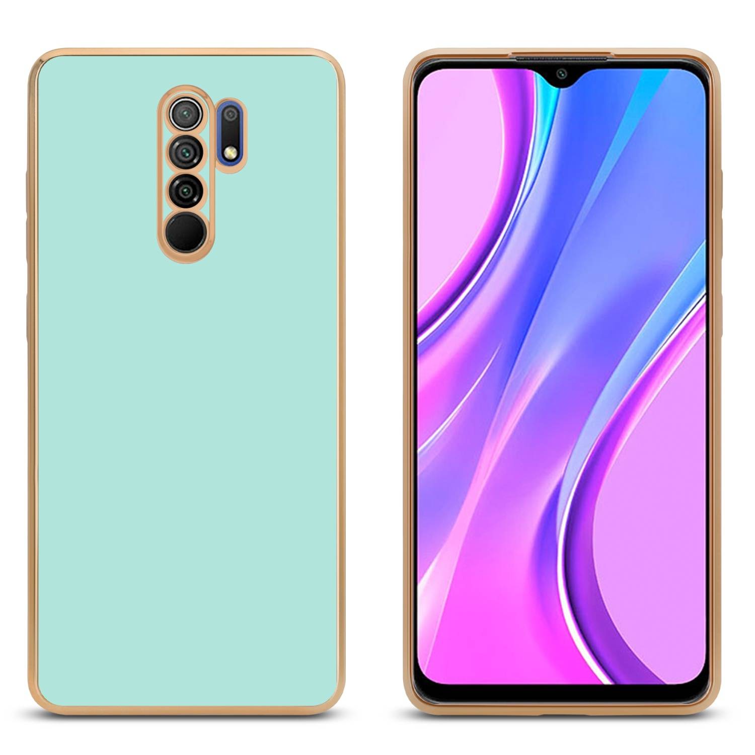 Cadorabo Schutzhülle für Xiaomi RedMi 9 Hülle in Grün Handyhülle TPU Silikon Kameraschutz Etui Case