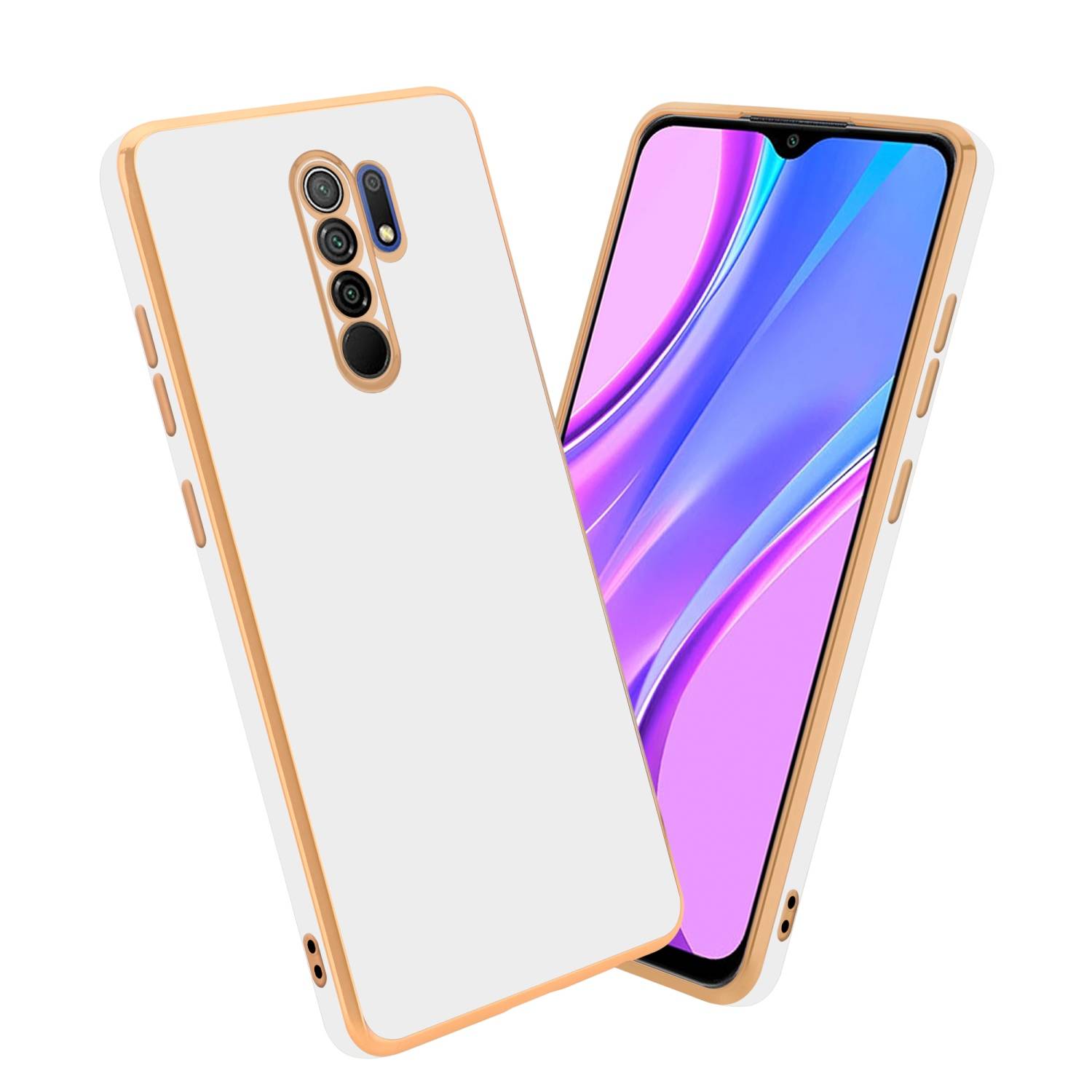 Cadorabo Schutzhülle für Xiaomi RedMi 9 Hülle in Weiß Handyhülle TPU Silikon Kameraschutz Etui Case