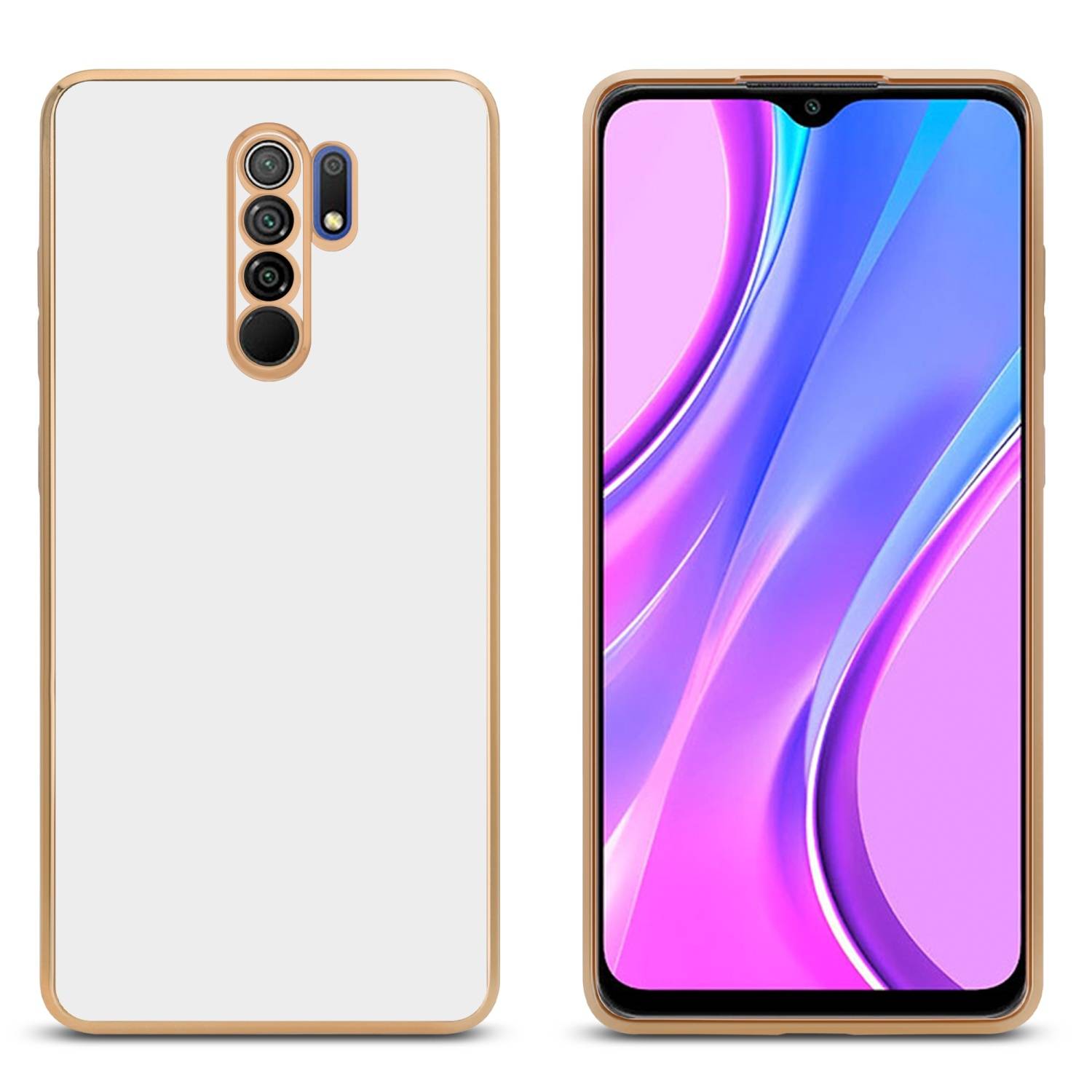 Cadorabo Schutzhülle für Xiaomi RedMi 9 Hülle in Weiß Handyhülle TPU Silikon Kameraschutz Etui Case