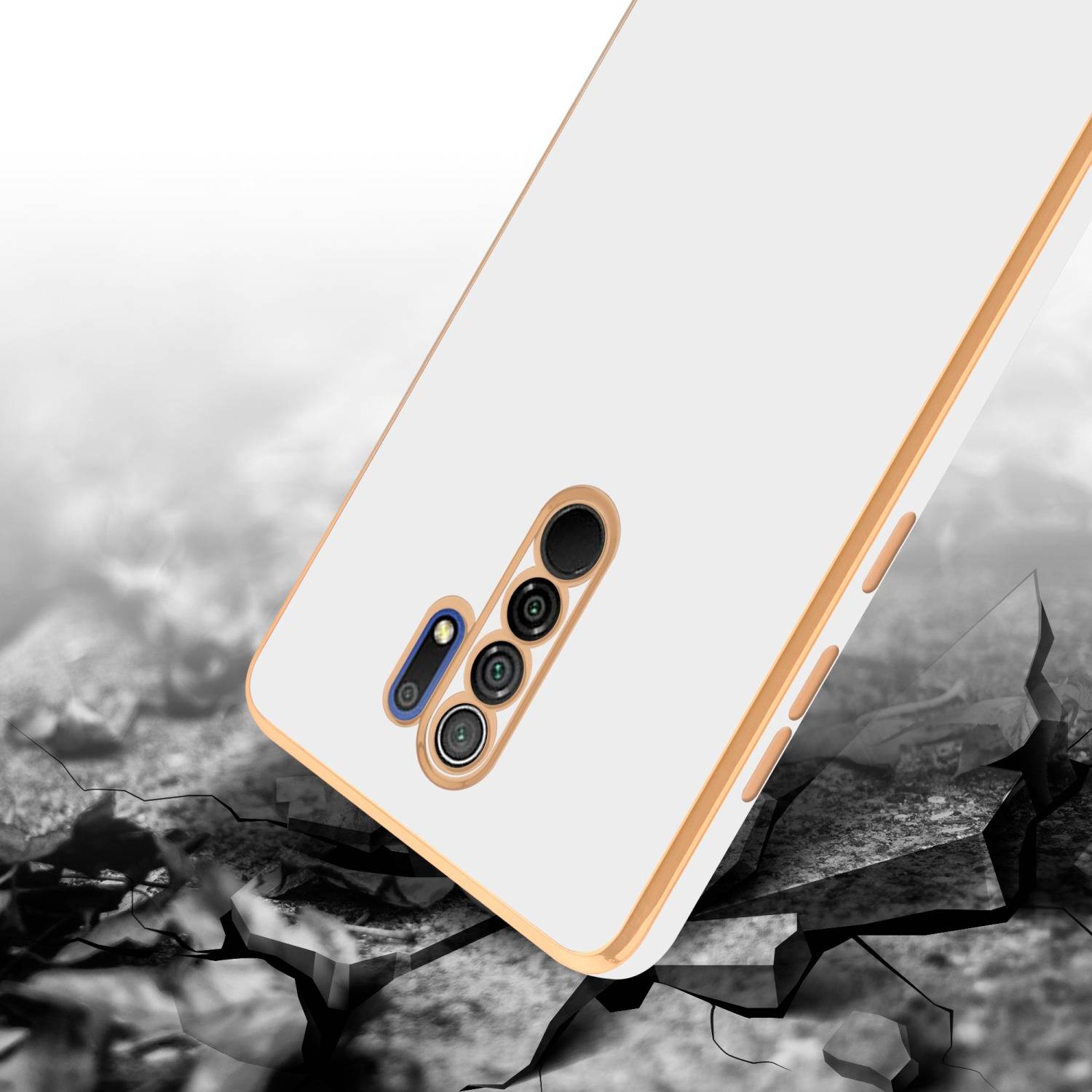 Cadorabo Schutzhülle für Xiaomi RedMi 9 Hülle in Weiß Handyhülle TPU Silikon Kameraschutz Etui Case