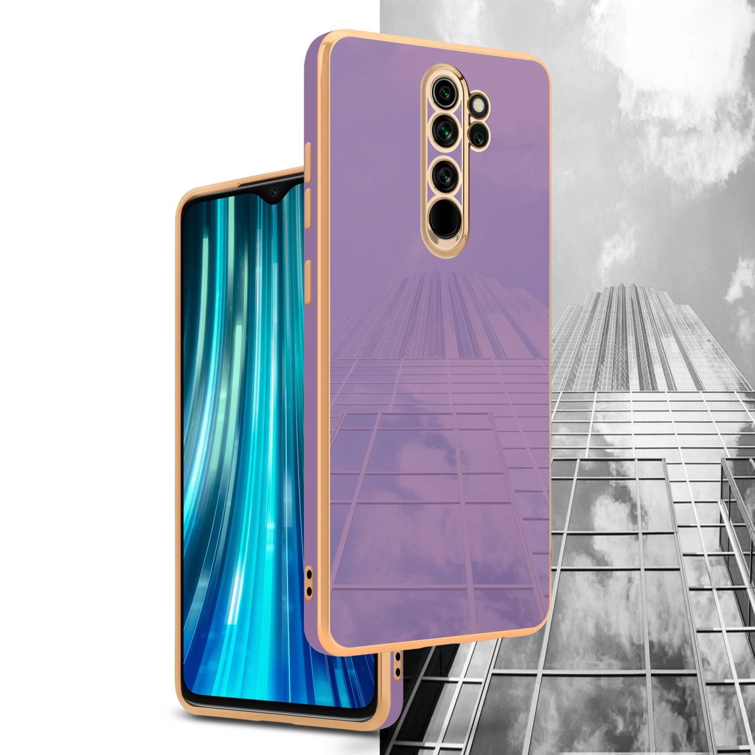 Cadorabo Schutzhülle für Xiaomi RedMi NOTE 8 PRO Hülle in Lila Handyhülle TPU Silikon Kameraschutz Etui Case