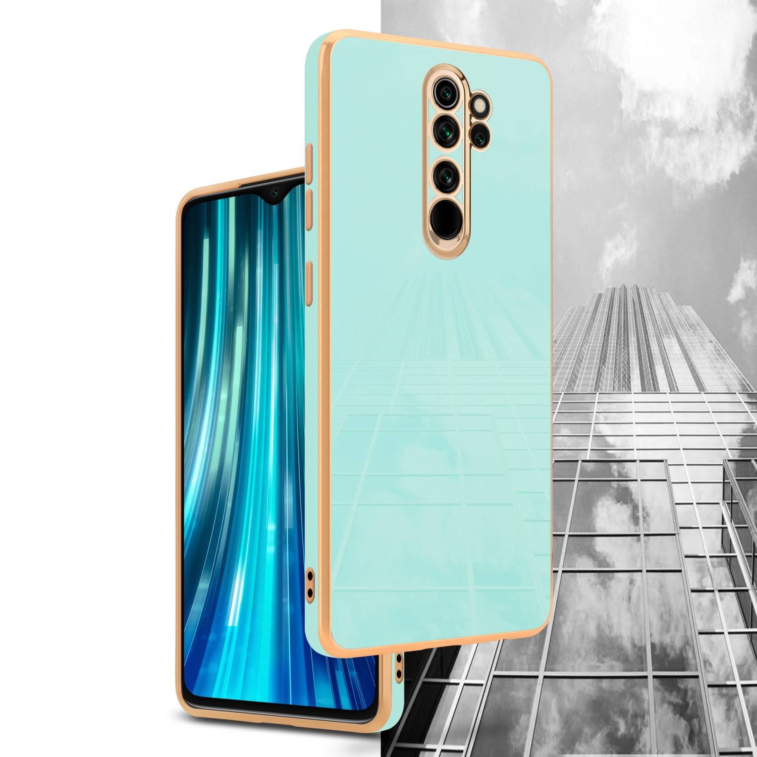 Cadorabo Schutzhülle für Xiaomi RedMi NOTE 8 PRO Hülle in Grün Handyhülle TPU Silikon Kameraschutz Etui Case