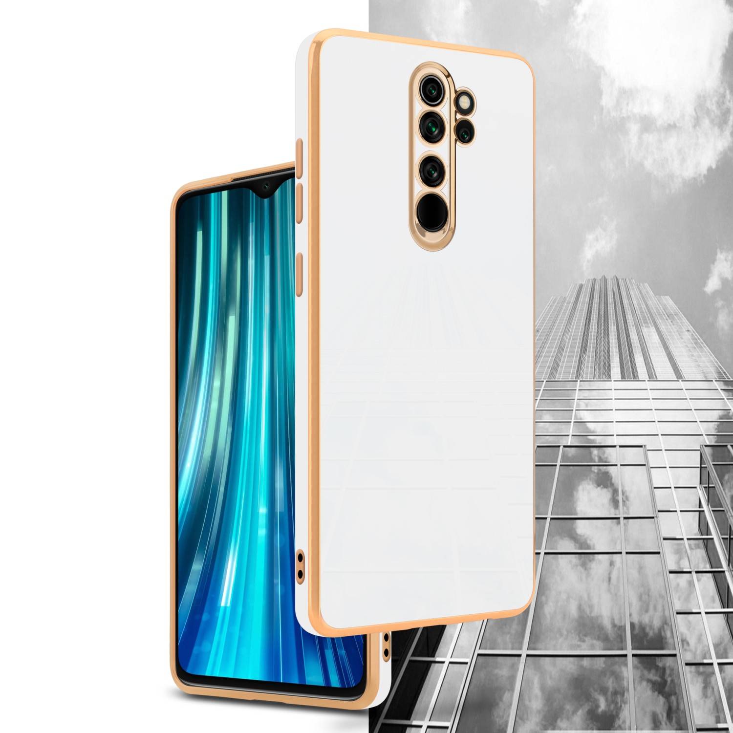 Cadorabo Schutzhülle für Xiaomi RedMi NOTE 8 PRO Hülle in Weiß Handyhülle TPU Silikon Kameraschutz Etui Case