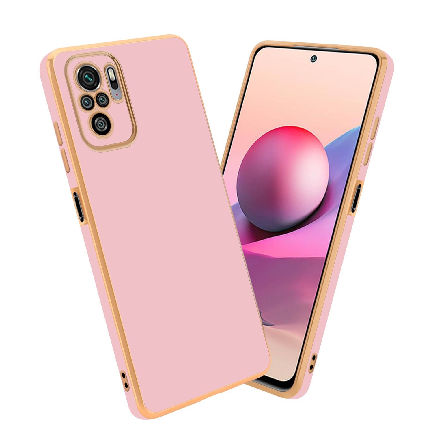 Cadorabo Schutzhülle für Xiaomi RedMi NOTE 10 4G / RedMi NOTE 10S Hülle in Rosa Handyhülle TPU Silikon Kameraschutz Etui