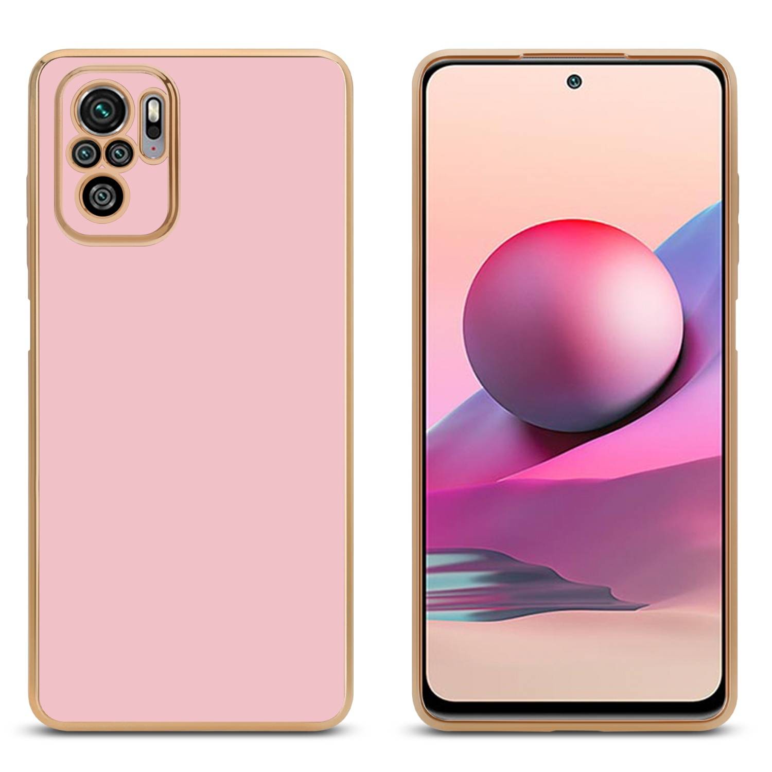 Cadorabo Schutzhülle für Xiaomi RedMi NOTE 10 4G / RedMi NOTE 10S Hülle in Rosa Handyhülle TPU Silikon Kameraschutz Etui