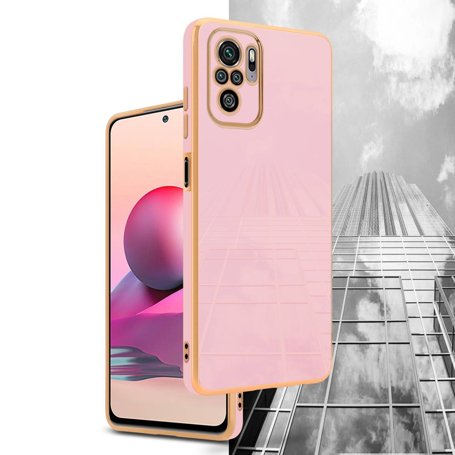 Cadorabo Schutzhülle für Xiaomi RedMi NOTE 10 4G / RedMi NOTE 10S Hülle in Rosa Handyhülle TPU Silikon Kameraschutz Etui