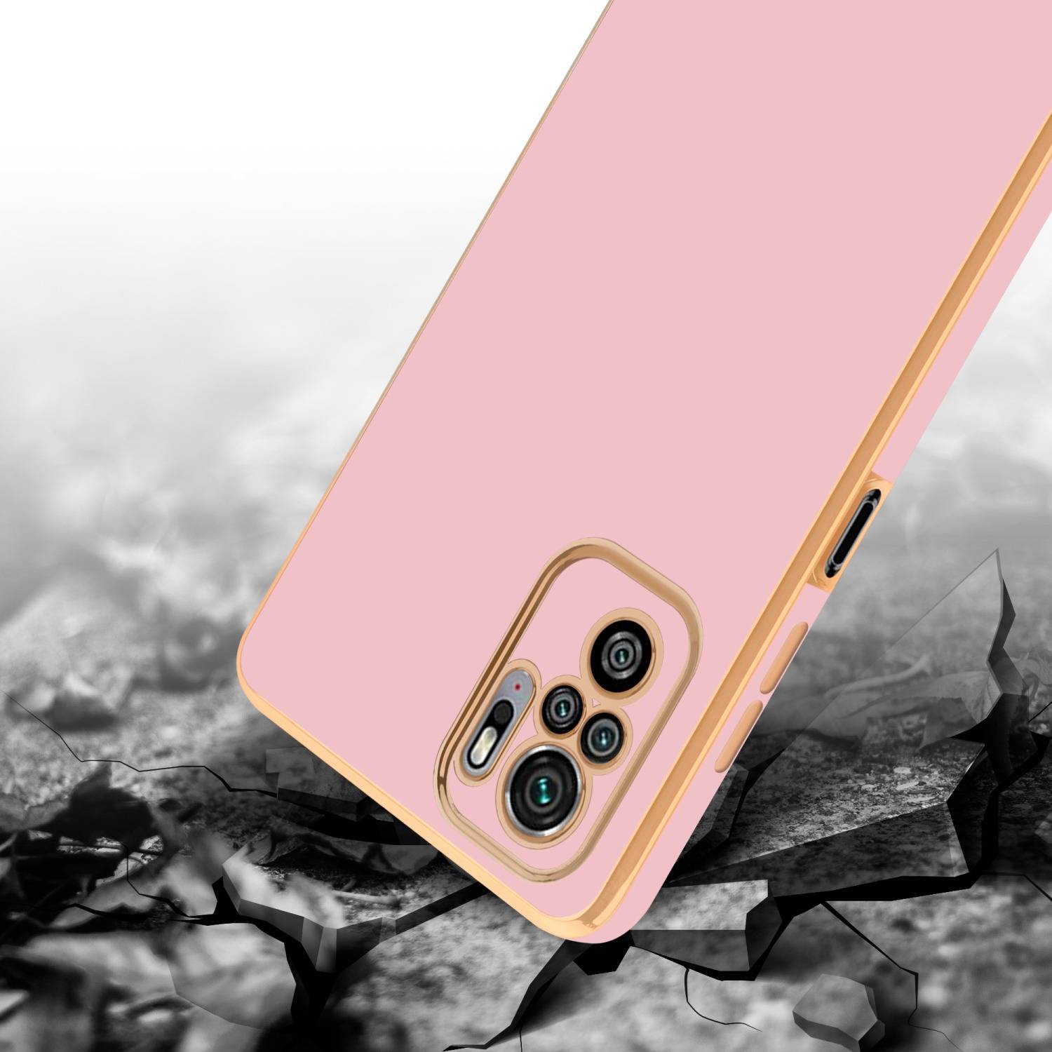 Cadorabo Schutzhülle für Xiaomi RedMi NOTE 10 4G / RedMi NOTE 10S Hülle in Rosa Handyhülle TPU Silikon Kameraschutz Etui