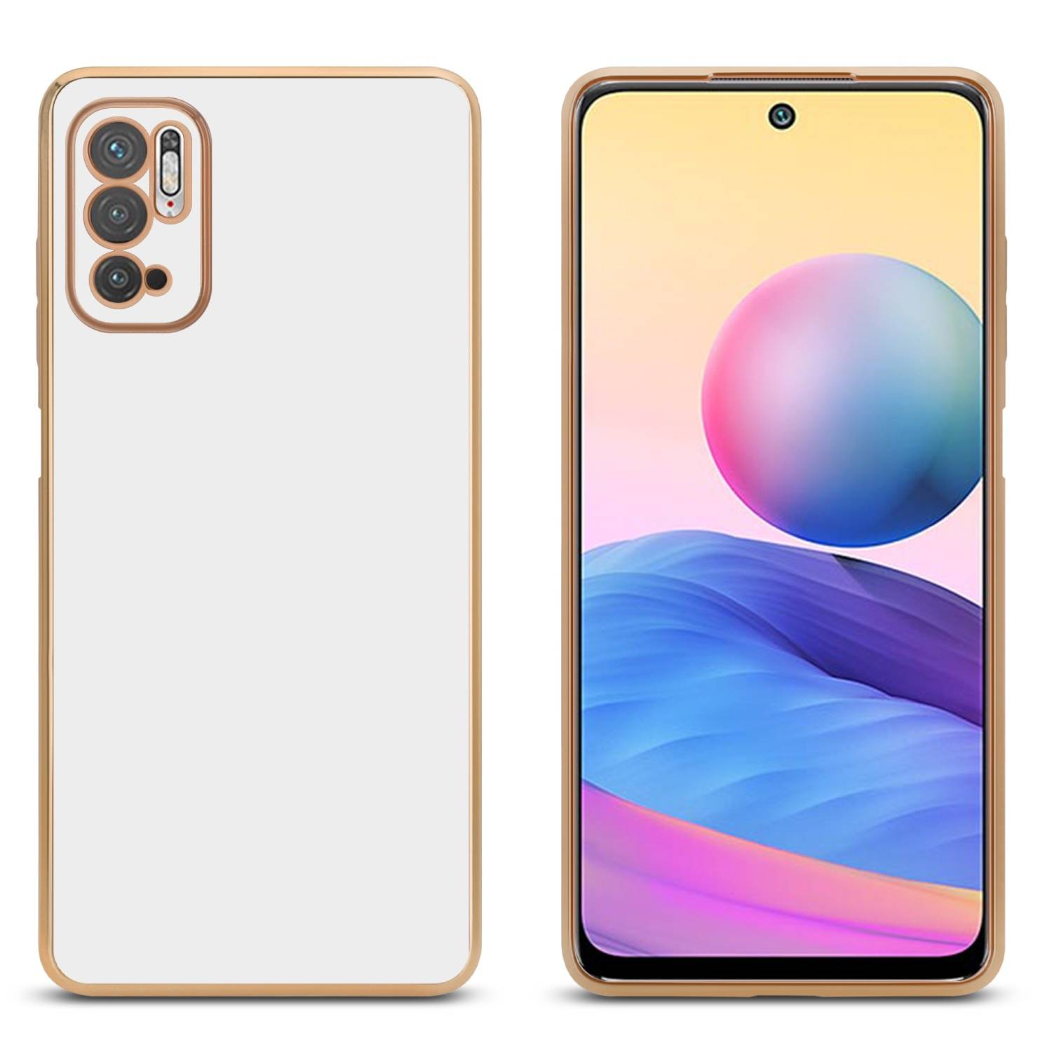 Cadorabo Schutzhülle für Xiaomi RedMi NOTE 10 5G / POCO M3 PRO 5G Hülle in Weiß Handyhülle TPU Silikon Kameraschutz Etui