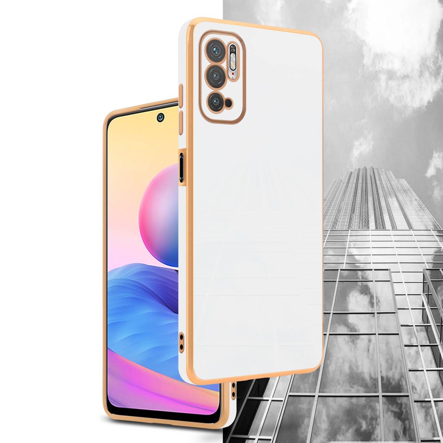 Cadorabo Schutzhülle für Xiaomi RedMi NOTE 10 5G / POCO M3 PRO 5G Hülle in Weiß Handyhülle TPU Silikon Kameraschutz Etui