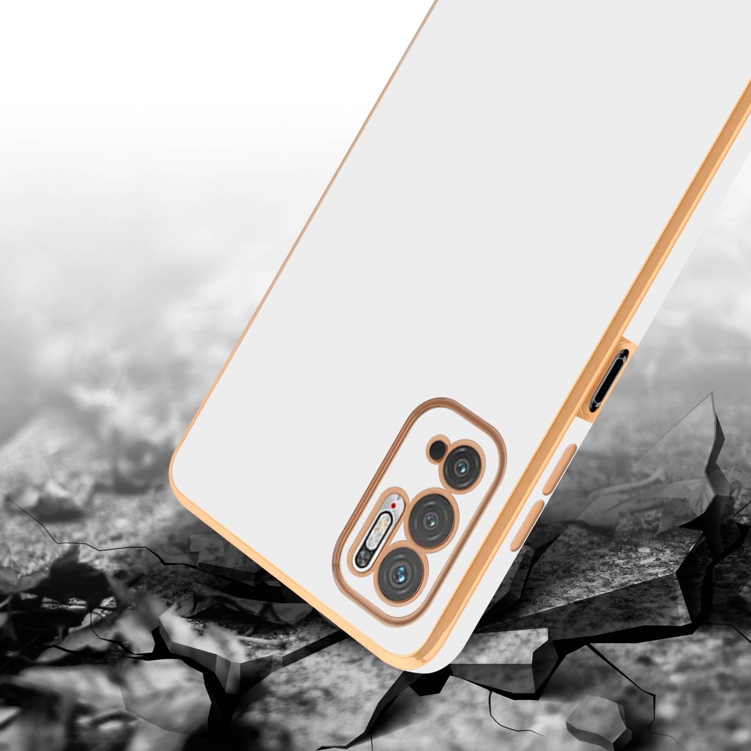 Cadorabo Schutzhülle für Xiaomi RedMi NOTE 10 5G / POCO M3 PRO 5G Hülle in Weiß Handyhülle TPU Silikon Kameraschutz Etui