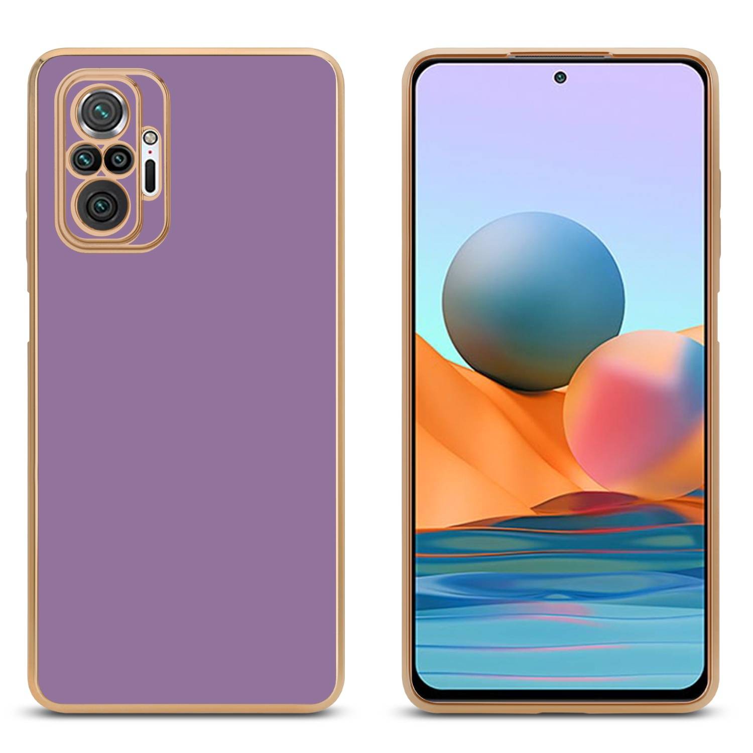 Cadorabo Schutzhülle für Xiaomi RedMi NOTE 10 PRO Hülle in Lila Handyhülle TPU Silikon Kameraschutz Etui Case