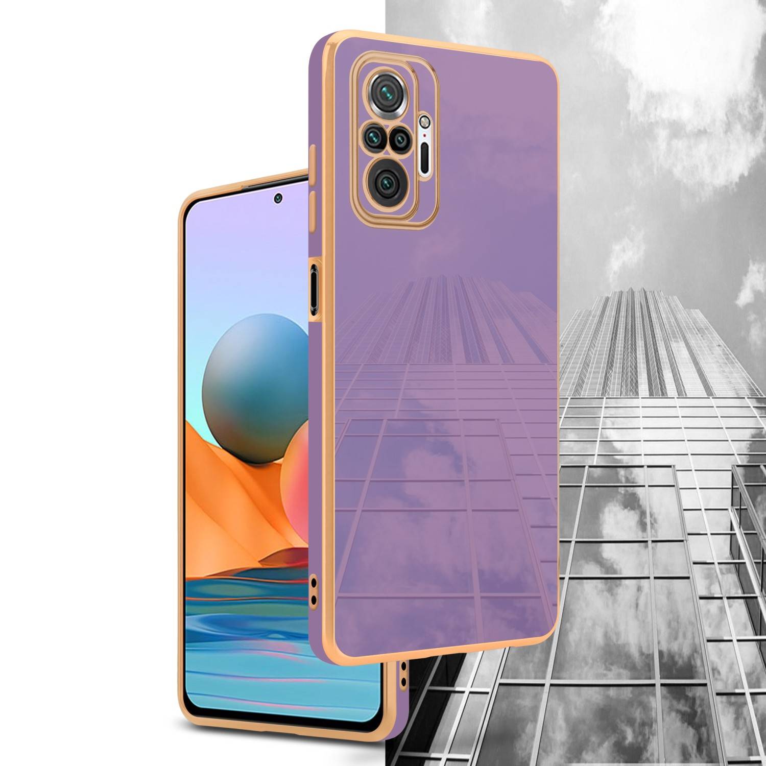 Cadorabo Schutzhülle für Xiaomi RedMi NOTE 10 PRO Hülle in Lila Handyhülle TPU Silikon Kameraschutz Etui Case