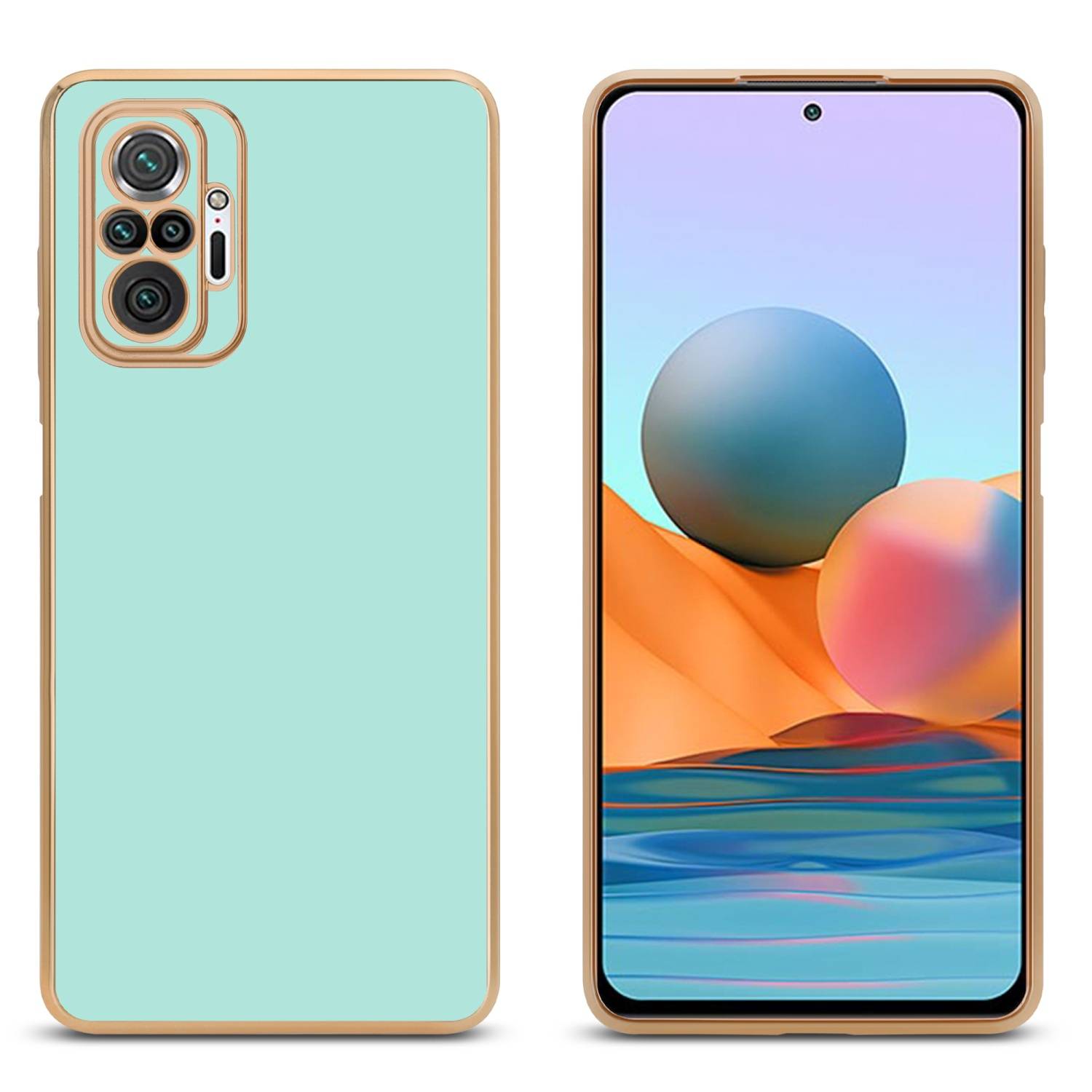 Cadorabo Schutzhülle für Xiaomi RedMi NOTE 10 PRO Hülle in Grün Handyhülle TPU Silikon Kameraschutz Etui Case