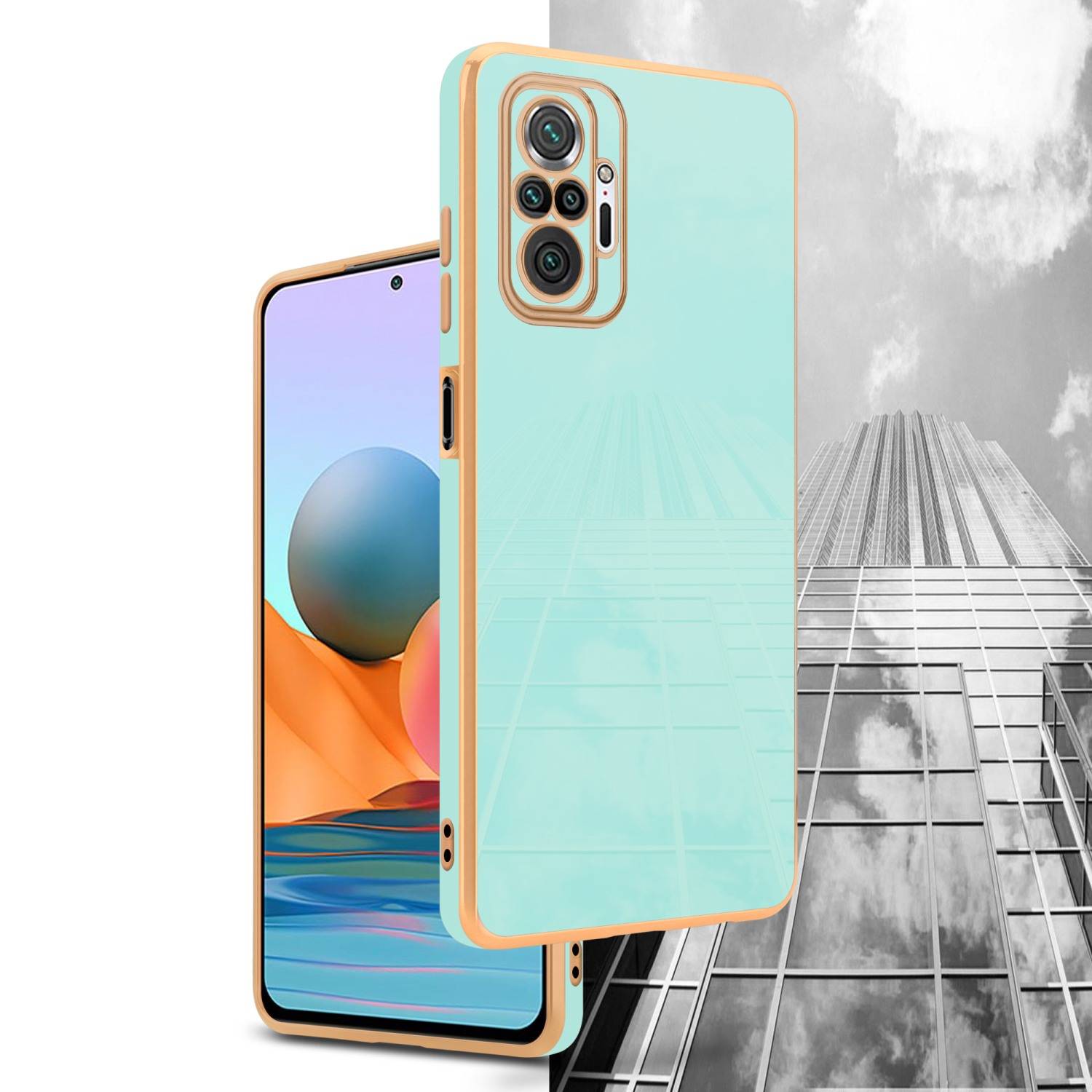 Cadorabo Schutzhülle für Xiaomi RedMi NOTE 10 PRO Hülle in Grün Handyhülle TPU Silikon Kameraschutz Etui Case