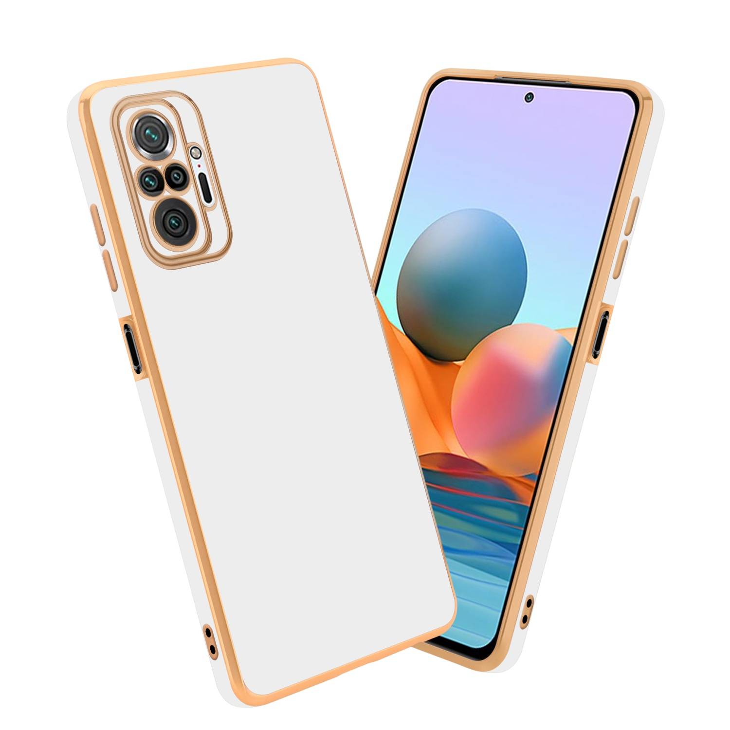 Cadorabo Schutzhülle für Xiaomi RedMi NOTE 10 PRO Hülle in Weiß Handyhülle TPU Silikon Kameraschutz Etui Case
