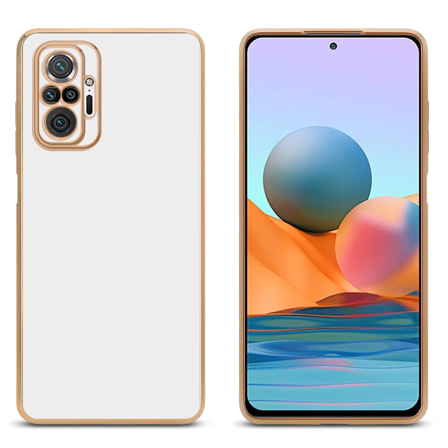 Cadorabo Schutzhülle für Xiaomi RedMi NOTE 10 PRO Hülle in Weiß Handyhülle TPU Silikon Kameraschutz Etui Case