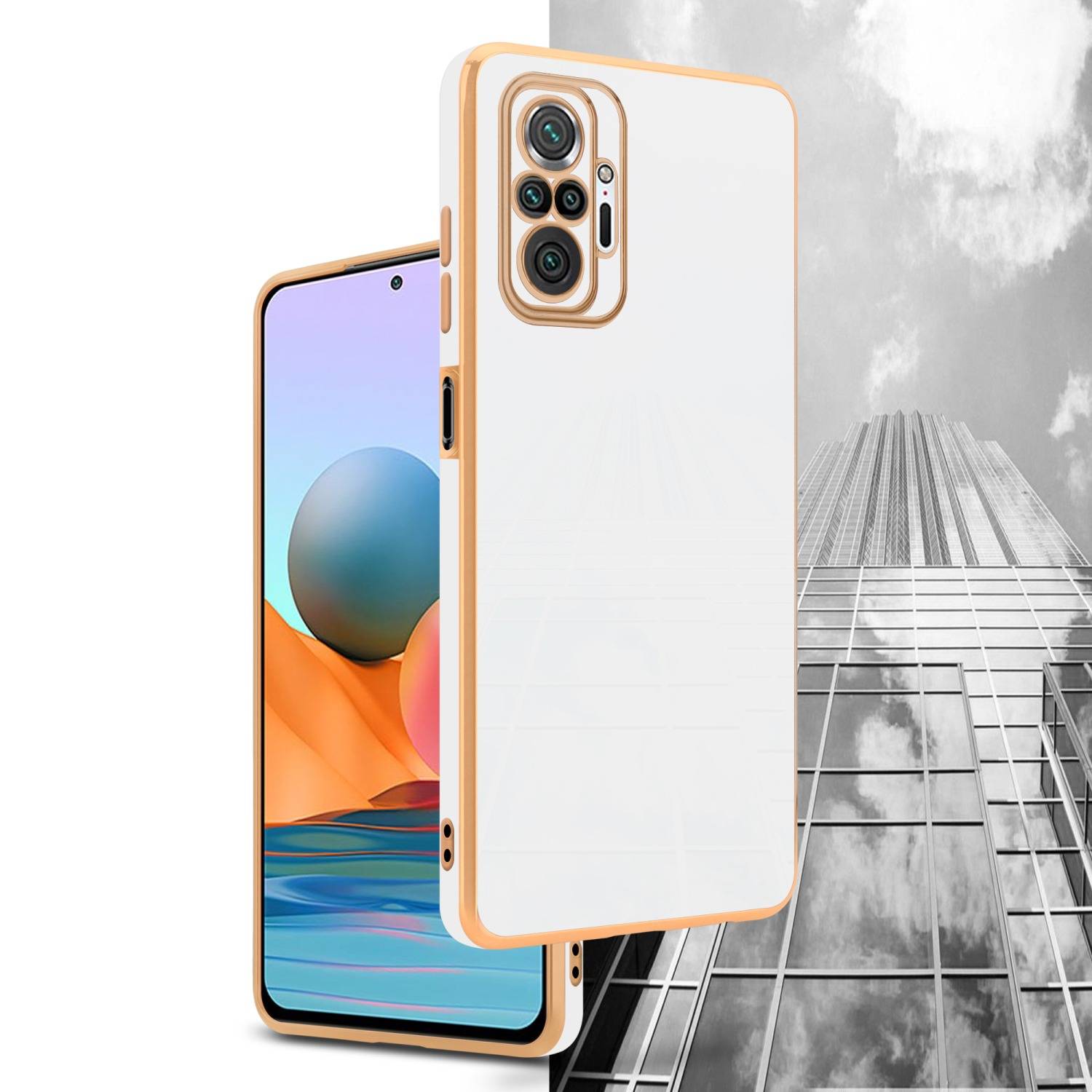 Cadorabo Schutzhülle für Xiaomi RedMi NOTE 10 PRO Hülle in Weiß Handyhülle TPU Silikon Kameraschutz Etui Case