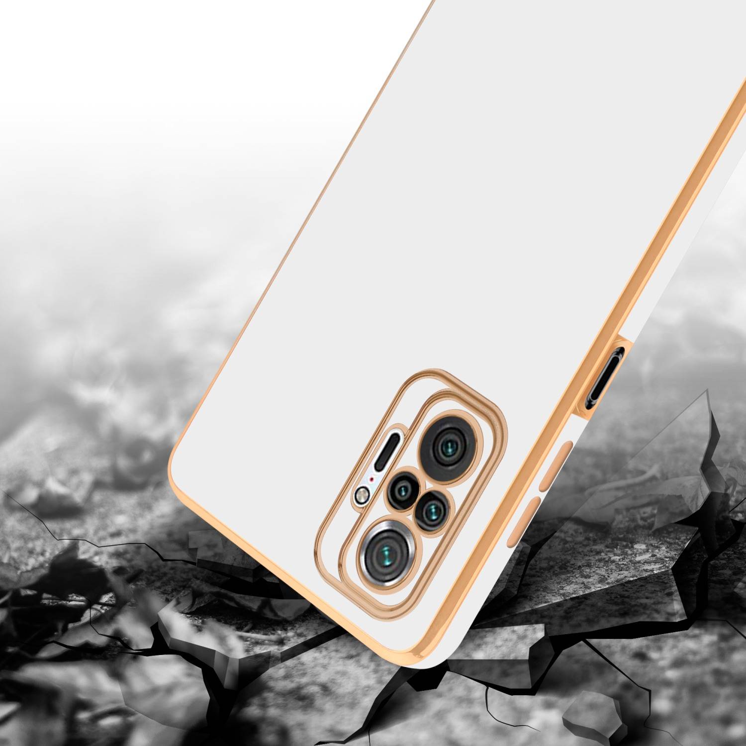 Cadorabo Schutzhülle für Xiaomi RedMi NOTE 10 PRO Hülle in Weiß Handyhülle TPU Silikon Kameraschutz Etui Case