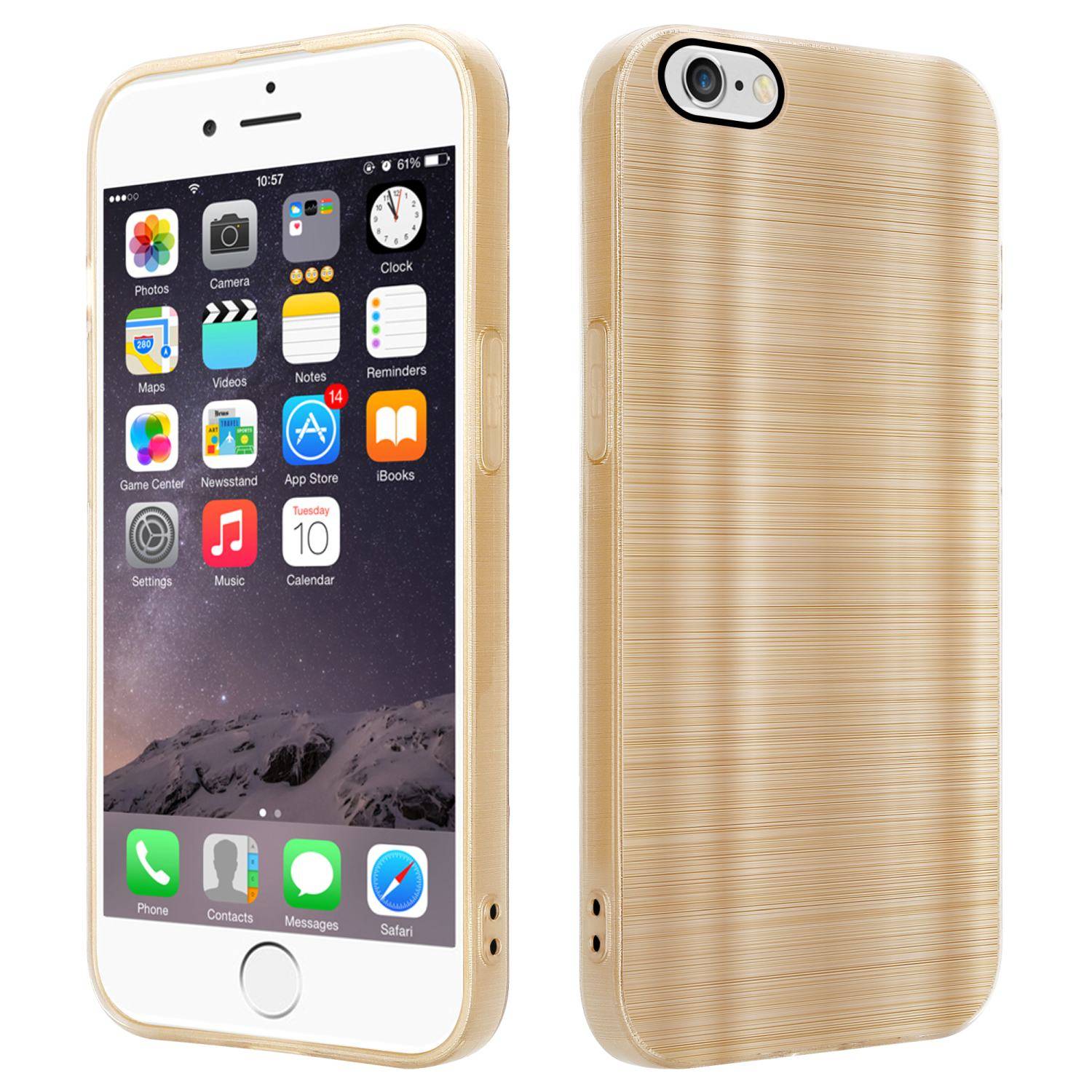 Cadorabo Hülle für Apple iPhone 6 / 6S Schutz Hülle in Gold Handyhülle TPU Silikon Etui Case