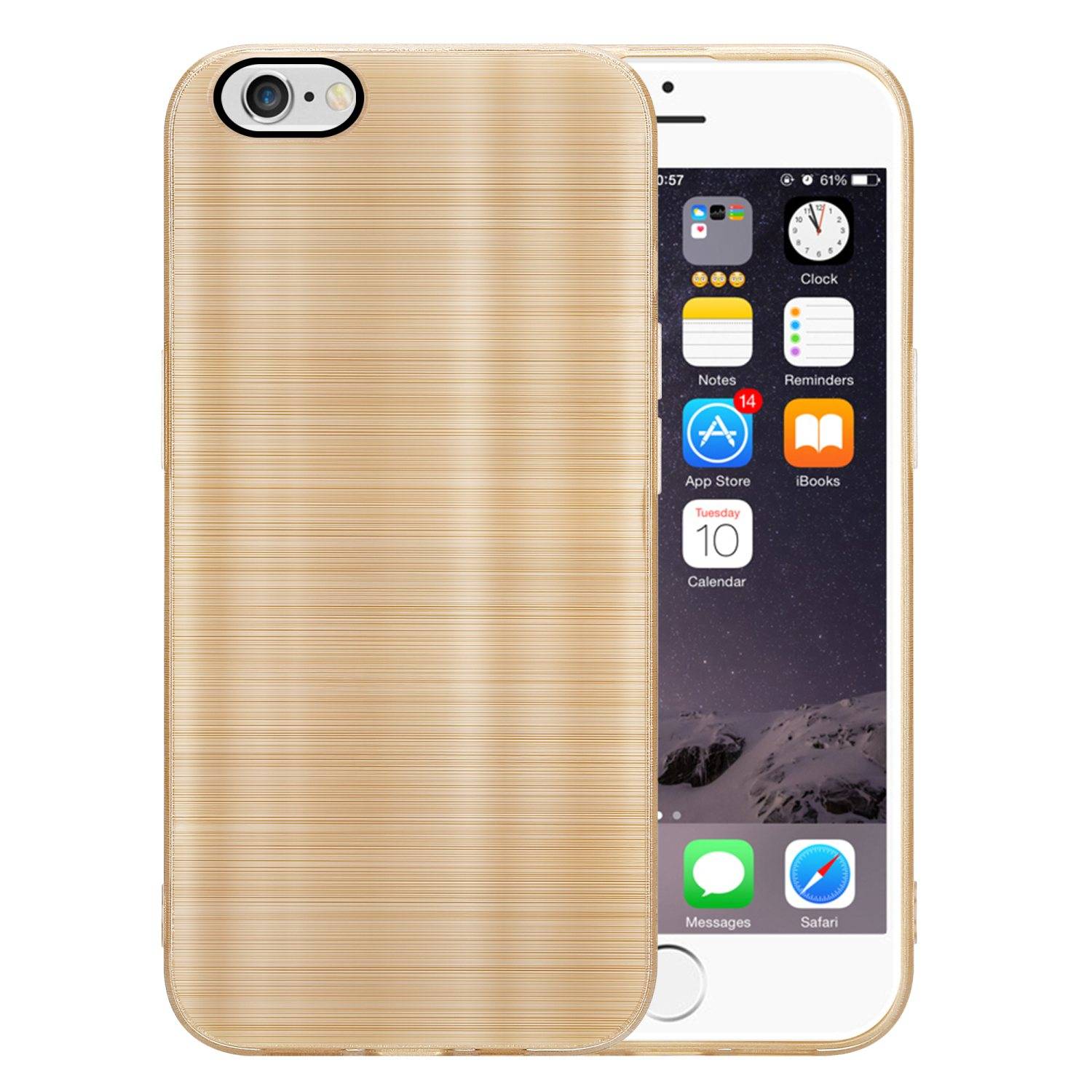 Cadorabo Hülle für Apple iPhone 6 / 6S Schutz Hülle in Gold Handyhülle TPU Silikon Etui Case