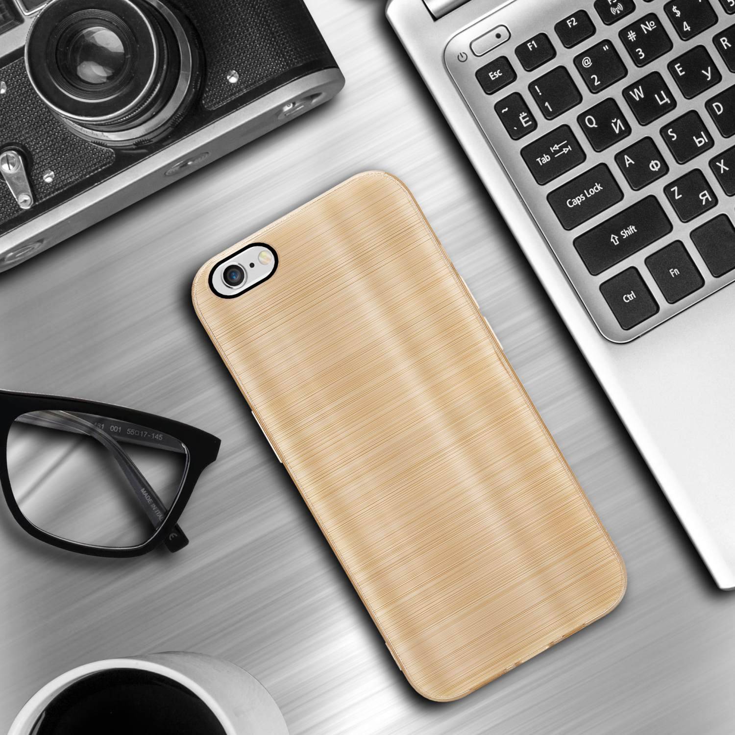 Cadorabo Hülle für Apple iPhone 6 / 6S Schutz Hülle in Gold Handyhülle TPU Silikon Etui Case