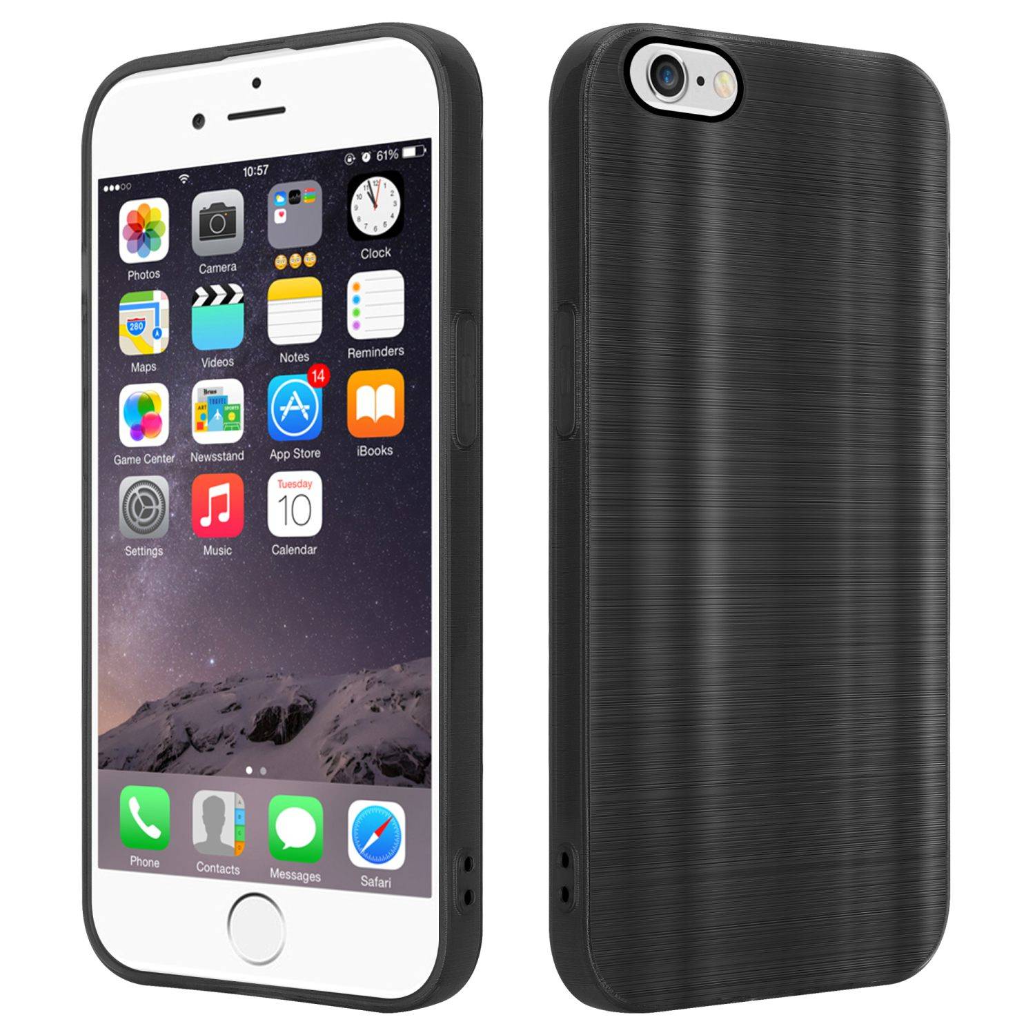Cadorabo Hülle für Apple iPhone 6 / 6S Schutz Hülle in Schwarz Handyhülle TPU Silikon Etui Case