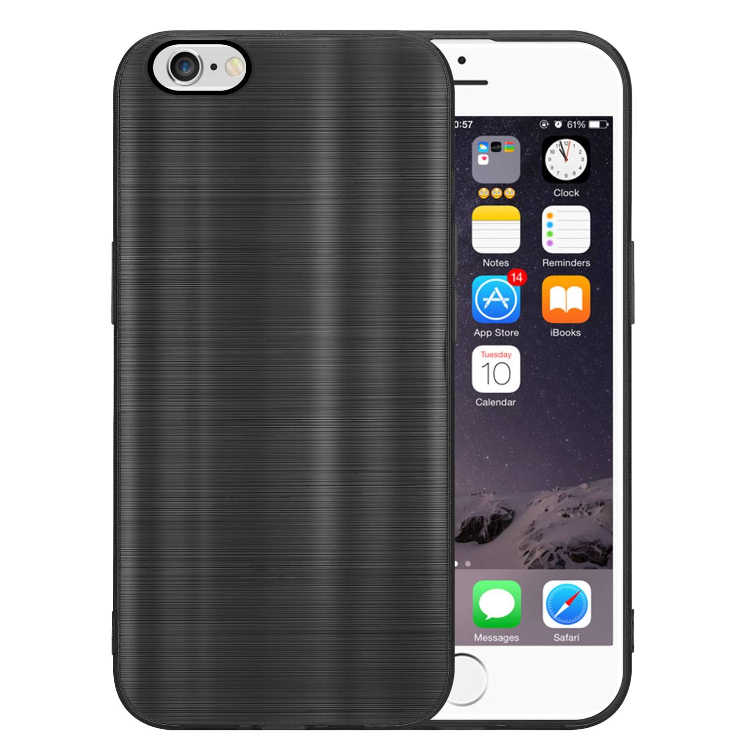 Cadorabo Hülle für Apple iPhone 6 / 6S Schutz Hülle in Schwarz Handyhülle TPU Silikon Etui Case