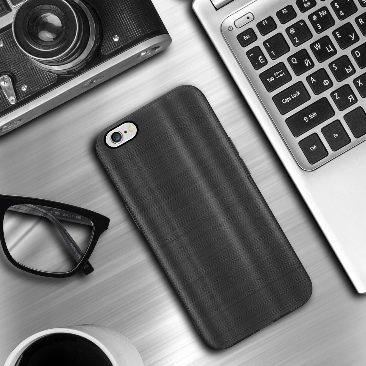 Cadorabo Hülle für Apple iPhone 6 / 6S Schutz Hülle in Schwarz Handyhülle TPU Silikon Etui Case