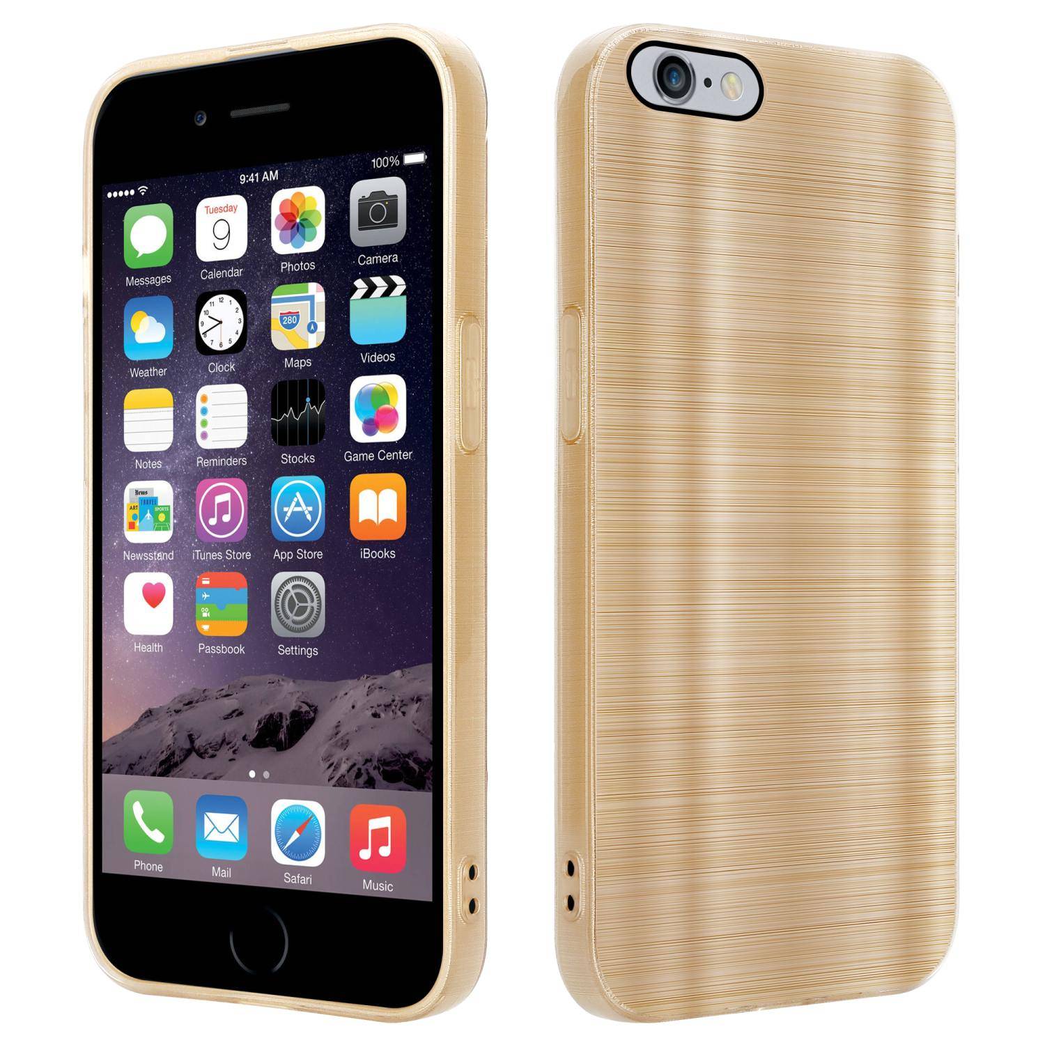 Cadorabo Hülle für Apple iPhone 6 PLUS / 6S PLUS Schutz Hülle in Gold Handyhülle TPU Silikon Etui Case
