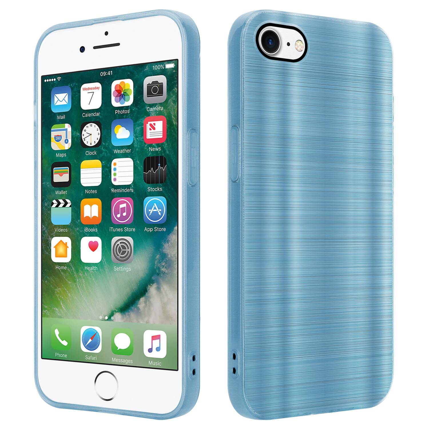 Cadorabo Hülle für Apple iPhone 7 / 7S / 8 / SE 2020 Schutz Hülle in Türkis Handyhülle TPU Silikon Etui Case
