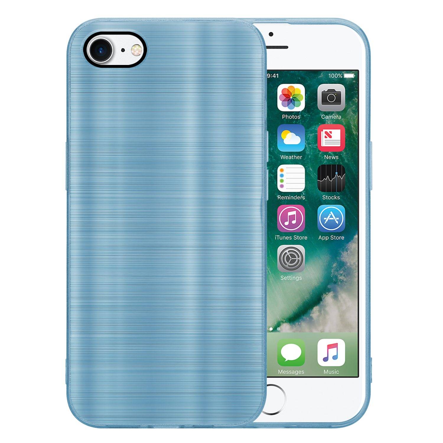 Cadorabo Hülle für Apple iPhone 7 / 7S / 8 / SE 2020 Schutz Hülle in Türkis Handyhülle TPU Silikon Etui Case
