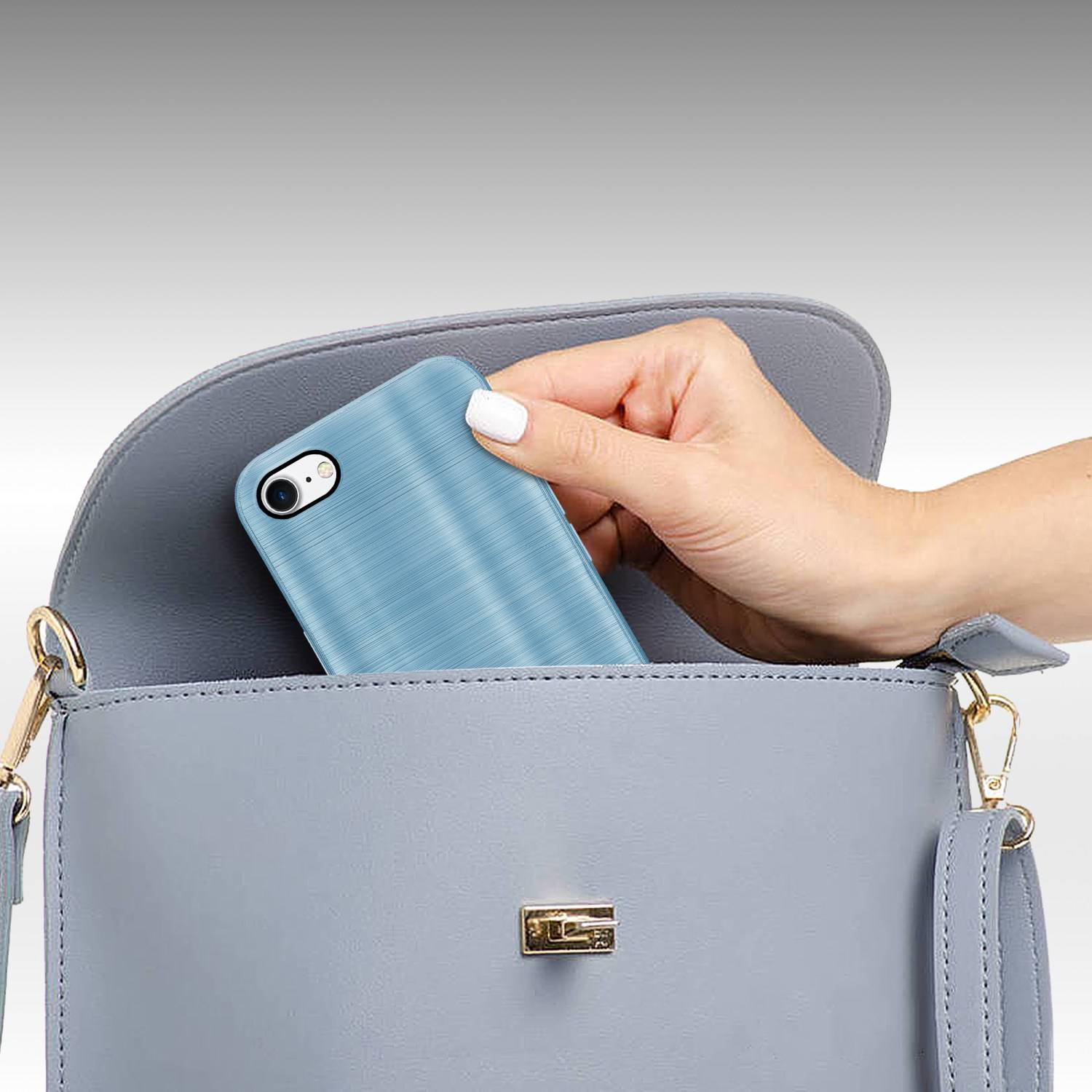 Cadorabo Hülle für Apple iPhone 7 / 7S / 8 / SE 2020 Schutz Hülle in Türkis Handyhülle TPU Silikon Etui Case