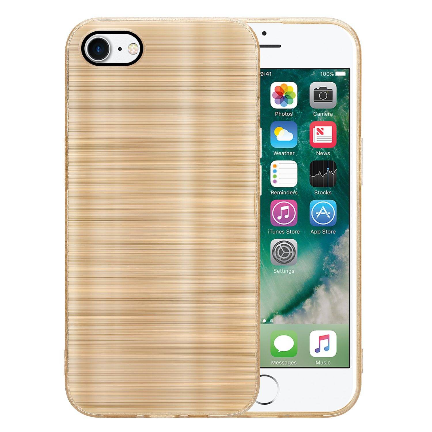 Cadorabo Hülle für Apple iPhone 7 / 7S / 8 / SE 2020 Schutz Hülle in Gold Handyhülle TPU Silikon Etui Case