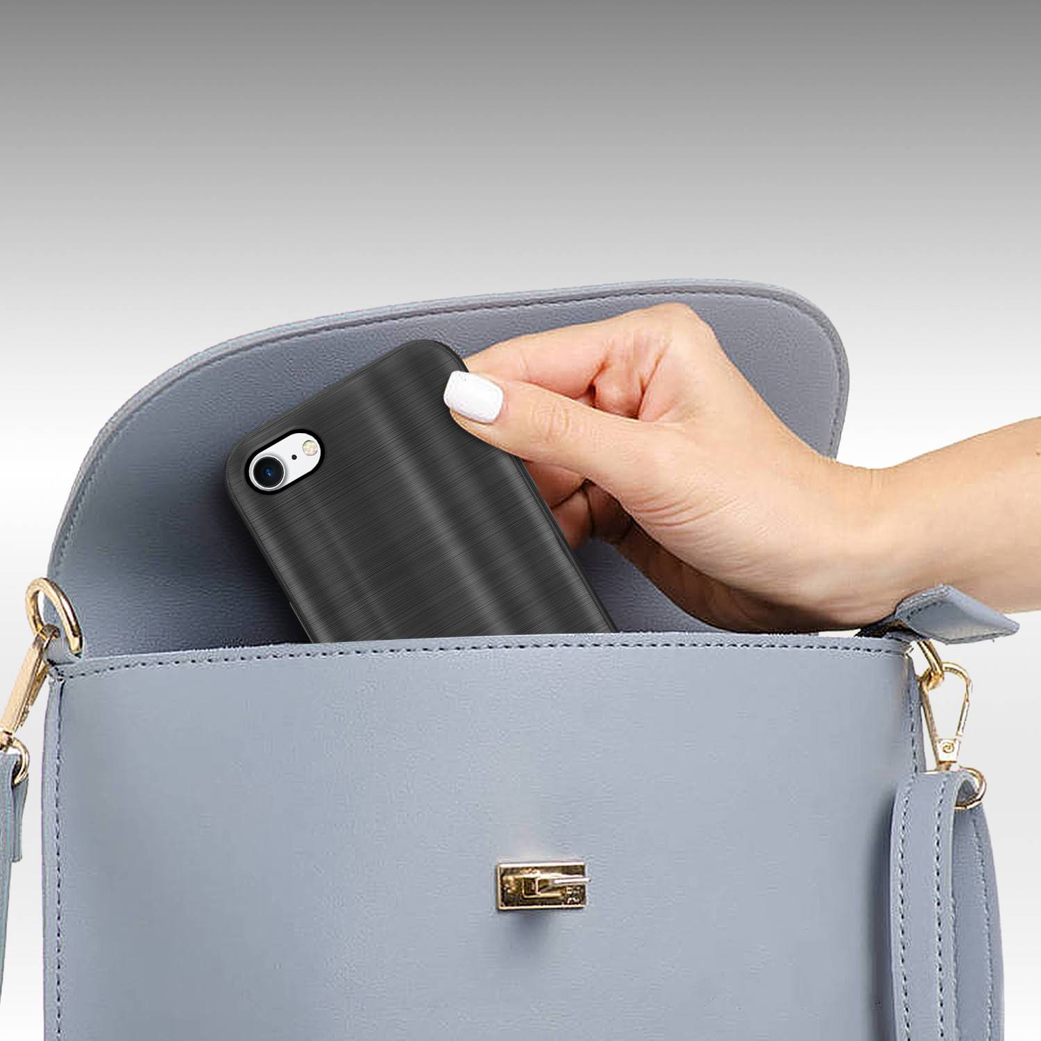 Cadorabo Hülle für Apple iPhone 7 / 7S / 8 / SE 2020 Schutz Hülle in Schwarz Handyhülle TPU Silikon Etui Case