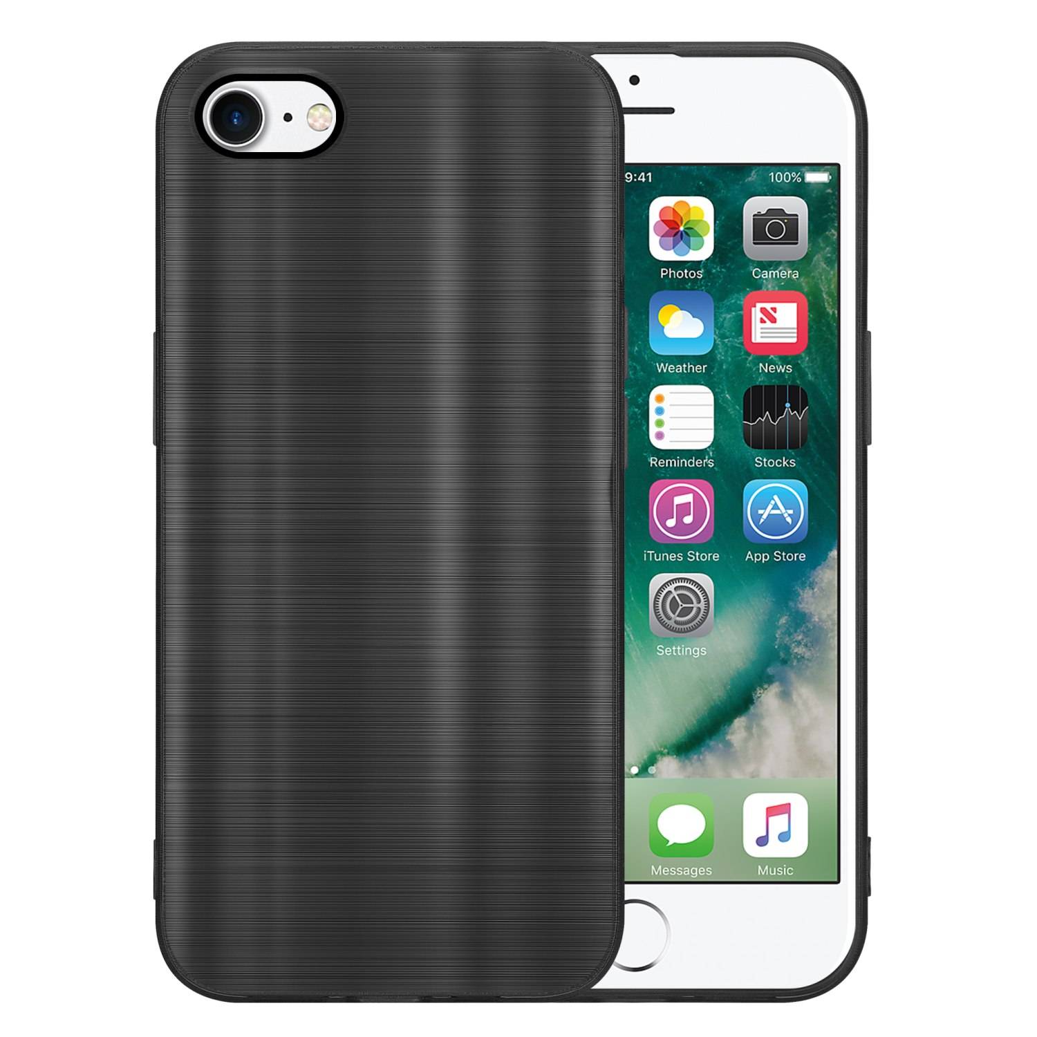 Cadorabo Hülle für Apple iPhone 7 / 7S / 8 / SE 2020 Schutz Hülle in Schwarz Handyhülle TPU Silikon Etui Case