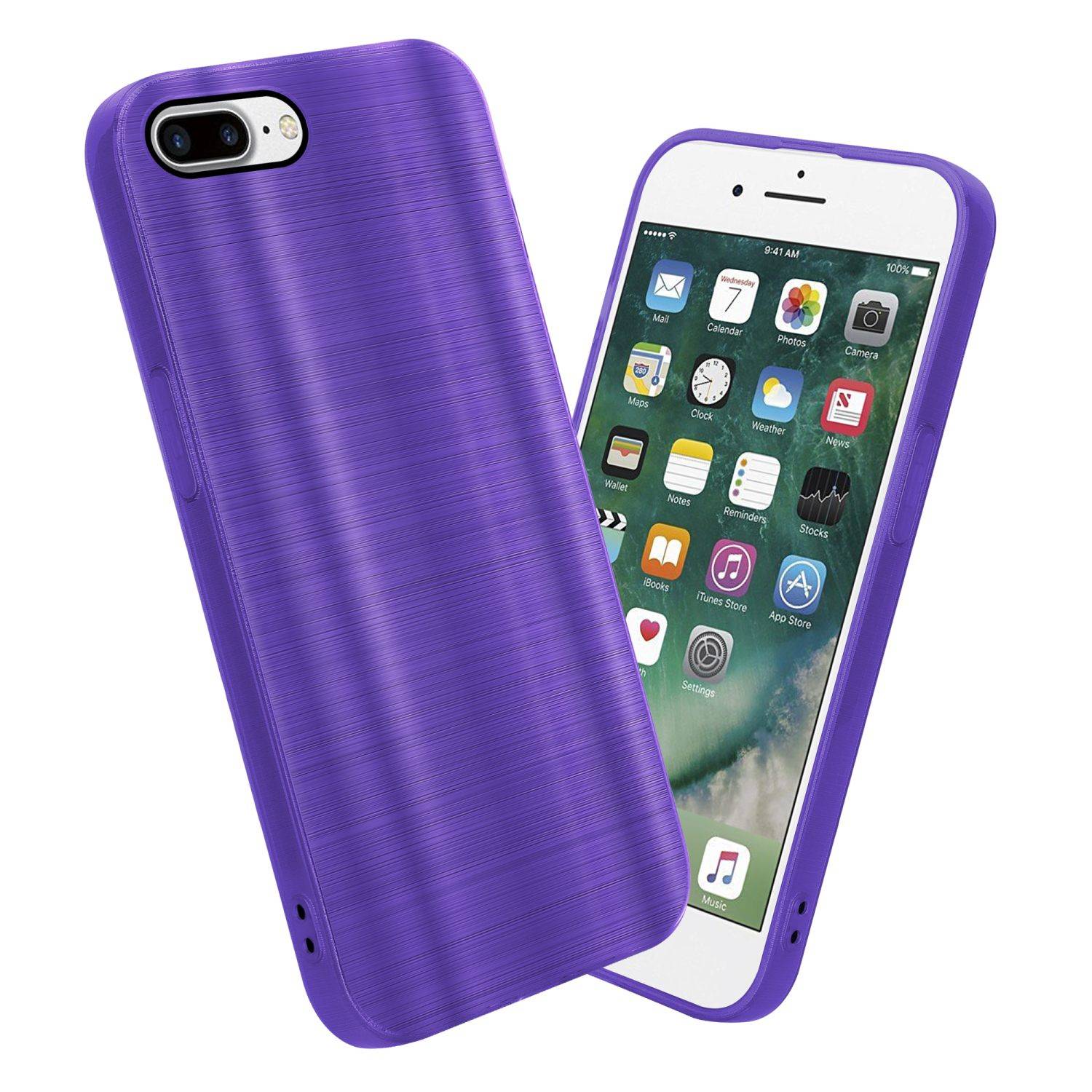 Cadorabo Hülle für Apple iPhone 7 PLUS / 7S PLUS / 8 PLUS Schutz Hülle in Lila Handyhülle TPU Silikon Etui Case