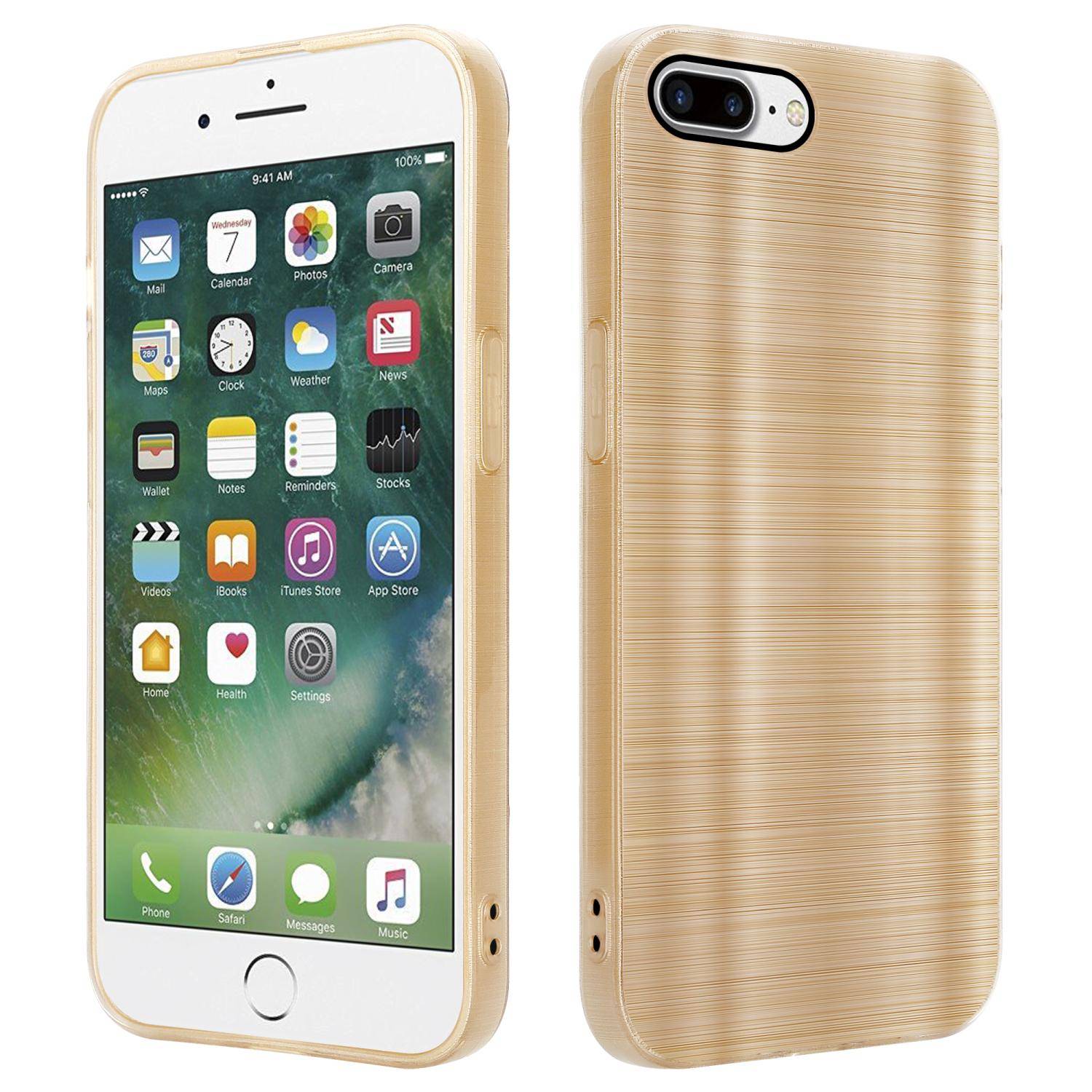Cadorabo Hülle für Apple iPhone 7 PLUS / 7S PLUS / 8 PLUS Schutz Hülle in Gold Handyhülle TPU Silikon Etui Case